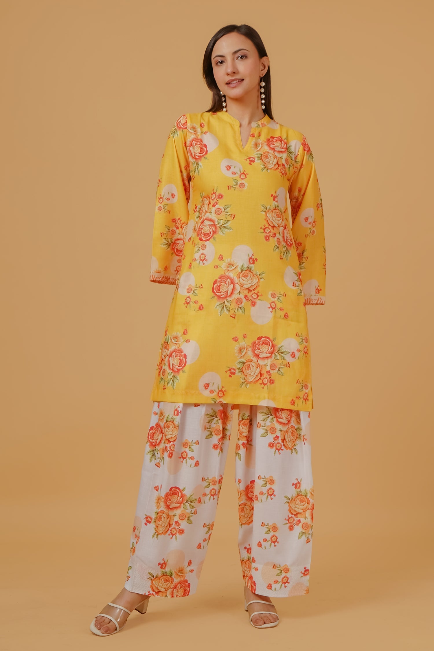 Printed Organza Dupatta - Yellow