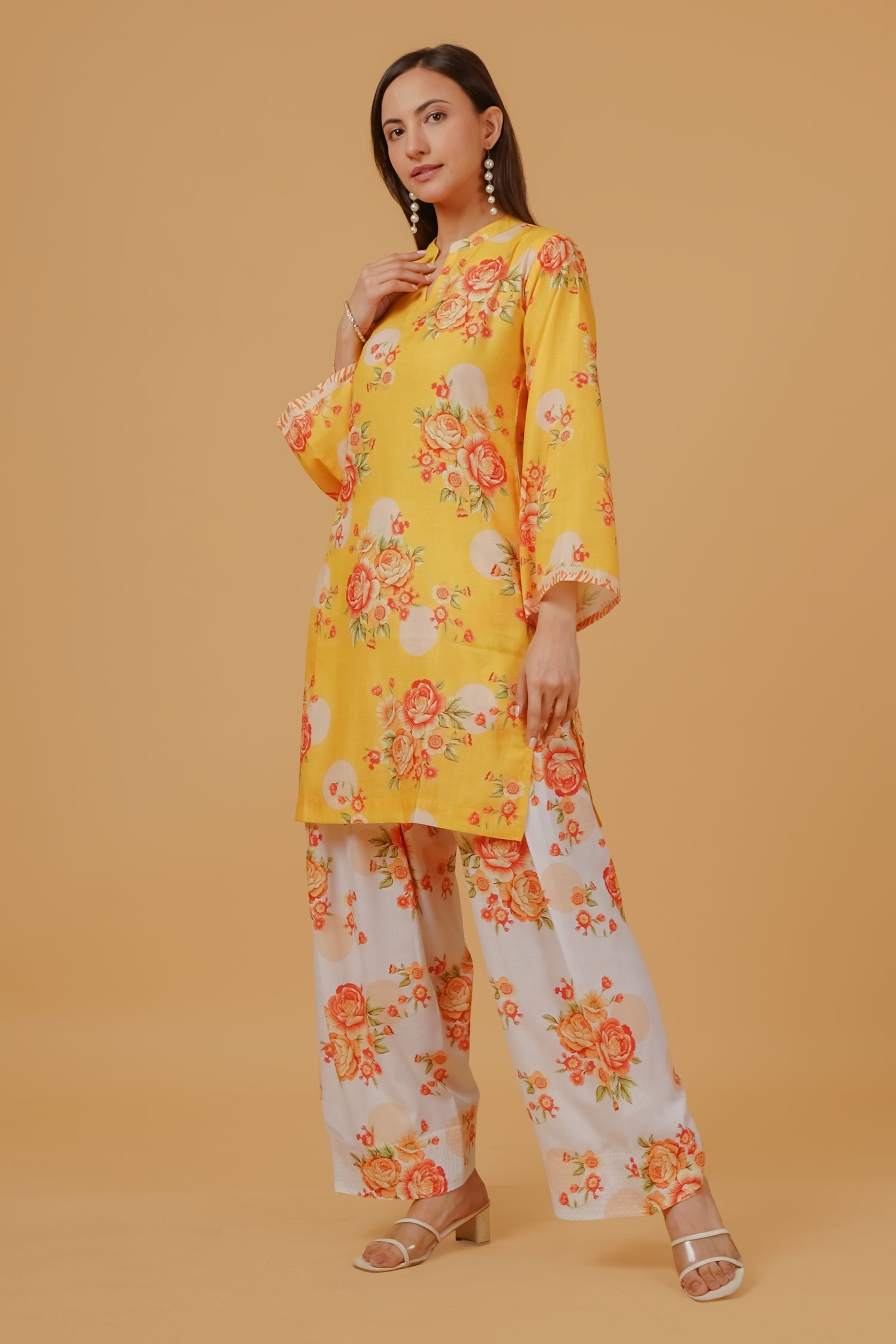 Printed Organza Dupatta - Yellow