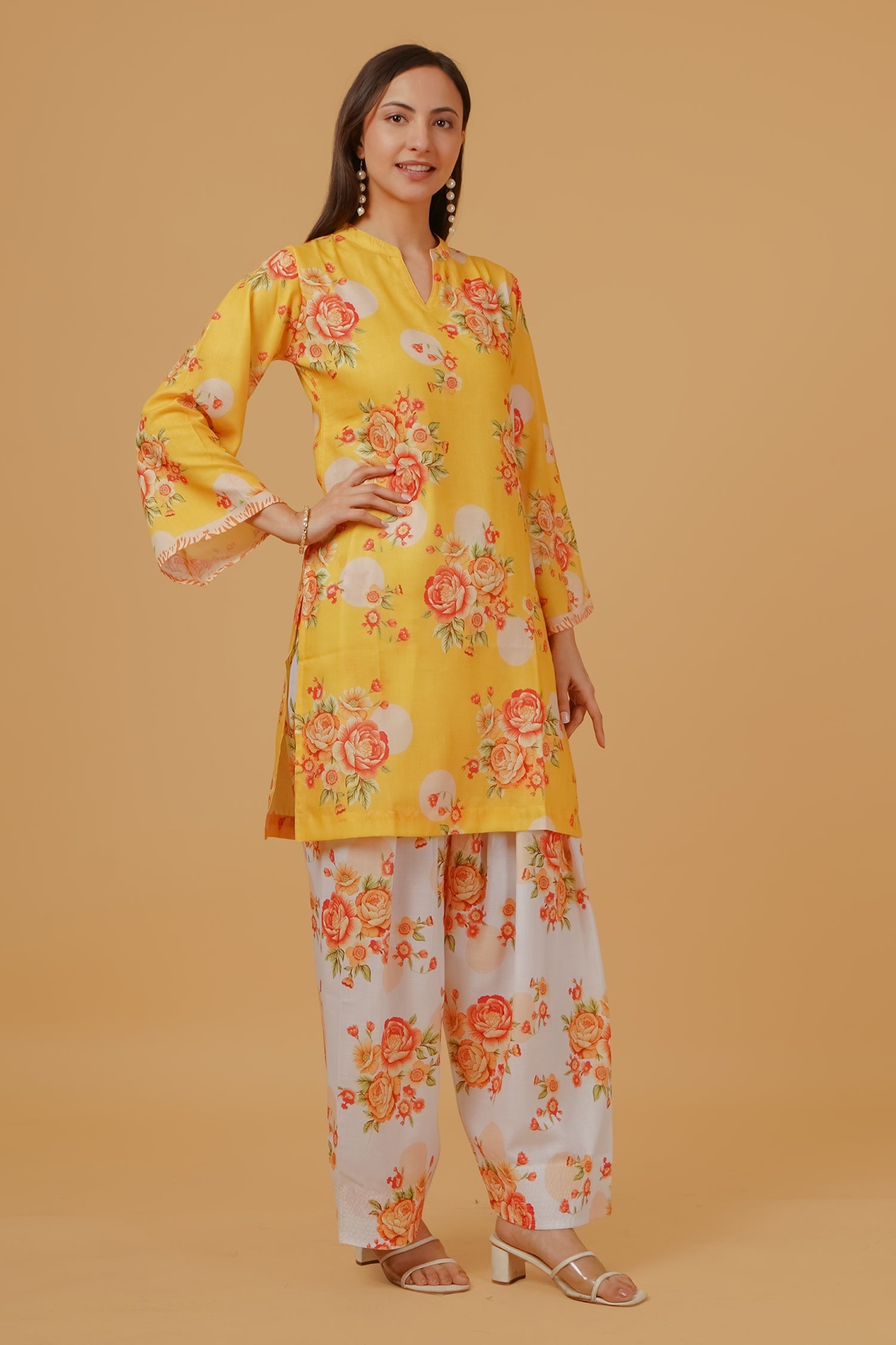 Printed Organza Dupatta - Yellow