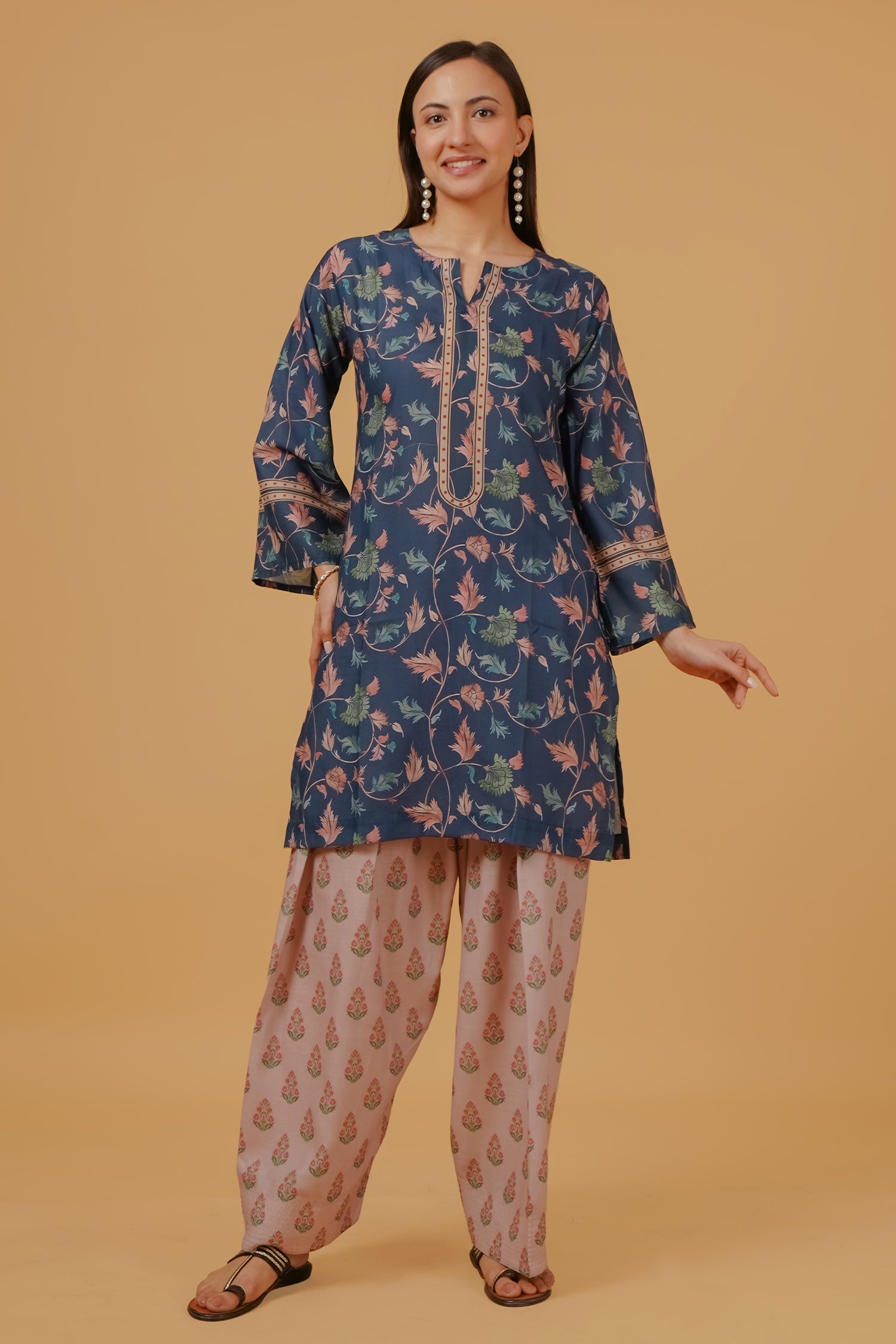 Teal Floral Printed  Lawn Cotton Co-ord Set