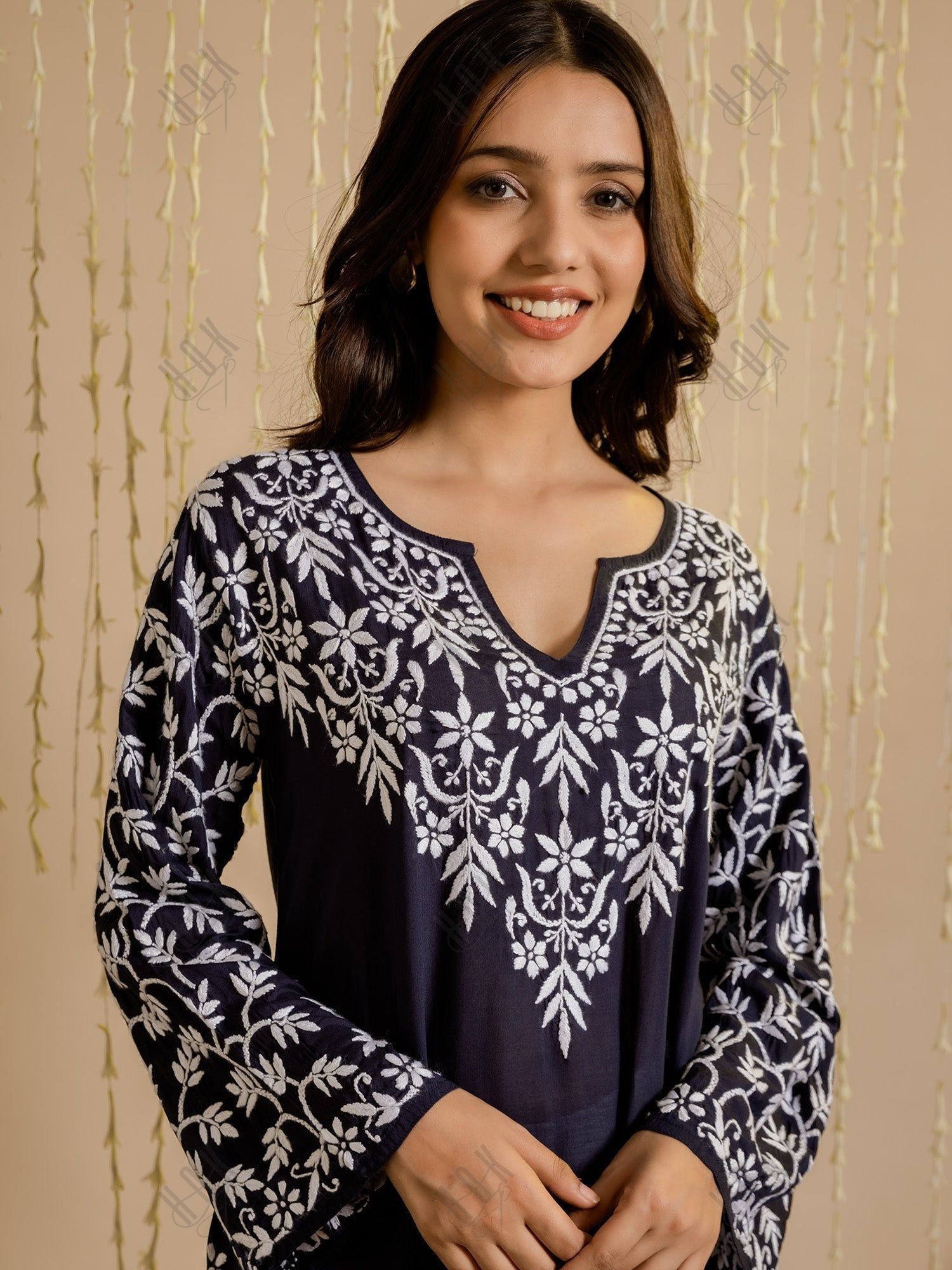 Charmie in Fizaa Chikankari Elegant Blue Modal Cotton Kurta