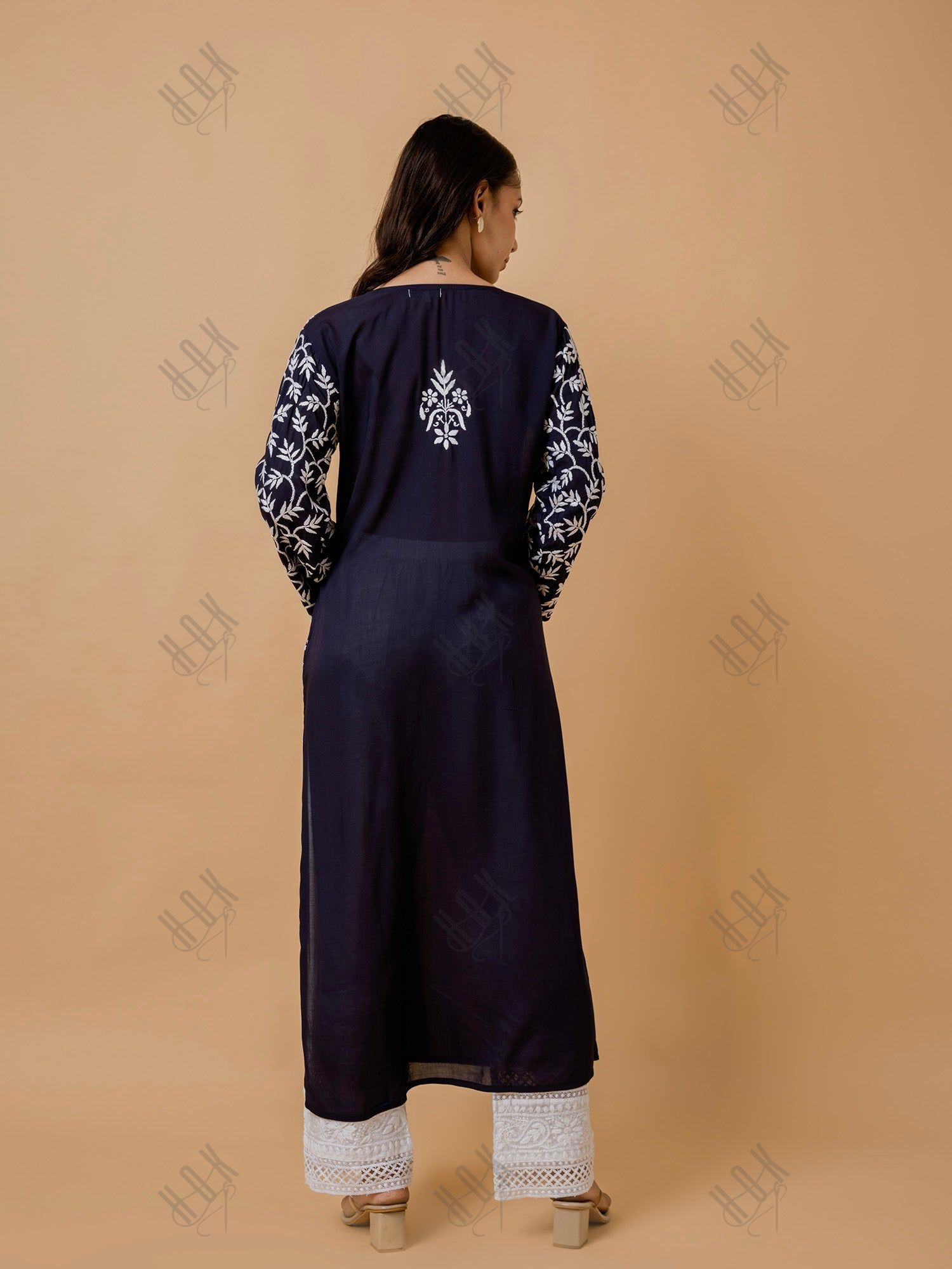 Charmie in Fizaa Chikankari Elegant Blue Modal Cotton Kurta