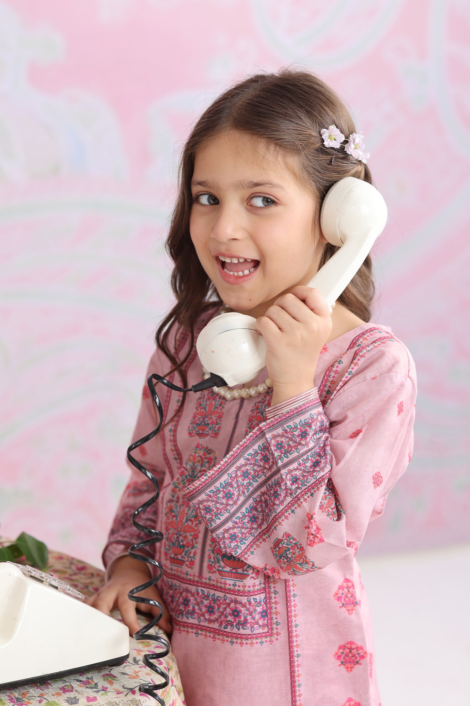 Kids Pink Printed Lawn Cotton Co-ord Set