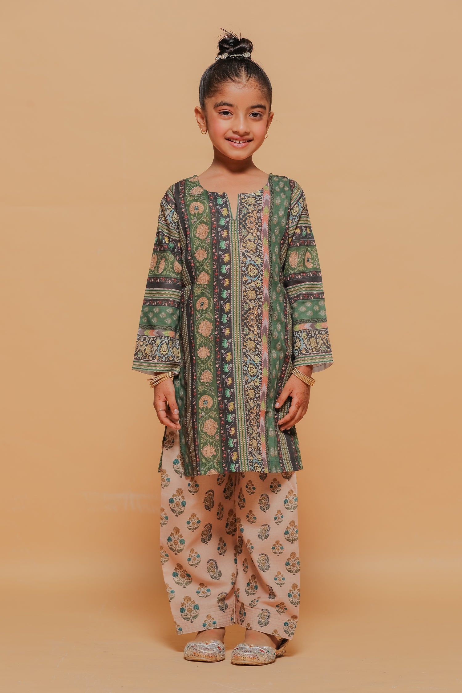 Kids Green Printed Lawn Cotton Co-ord Set