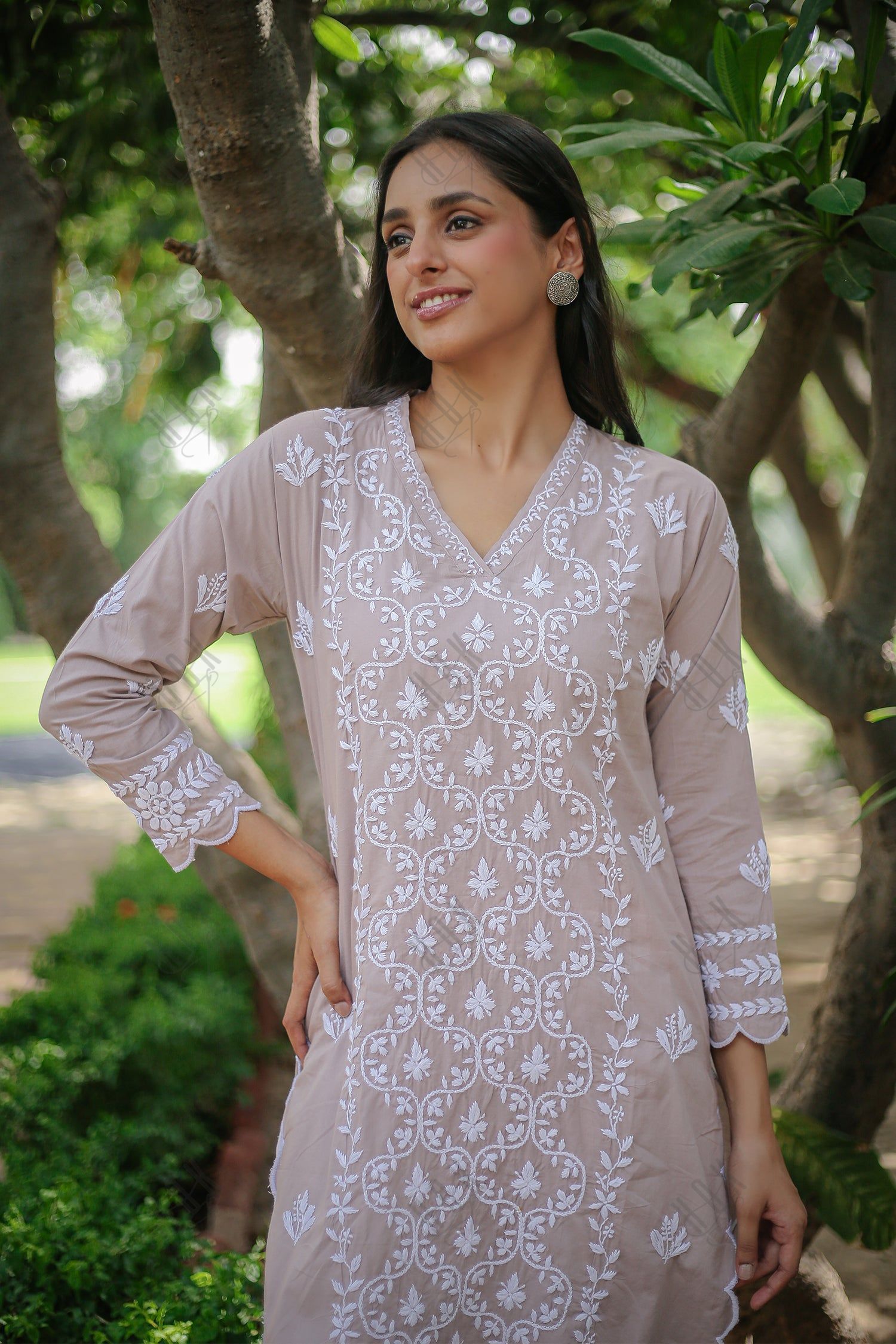 Saba Chikankari Kurta In Cotton - Light Lilac