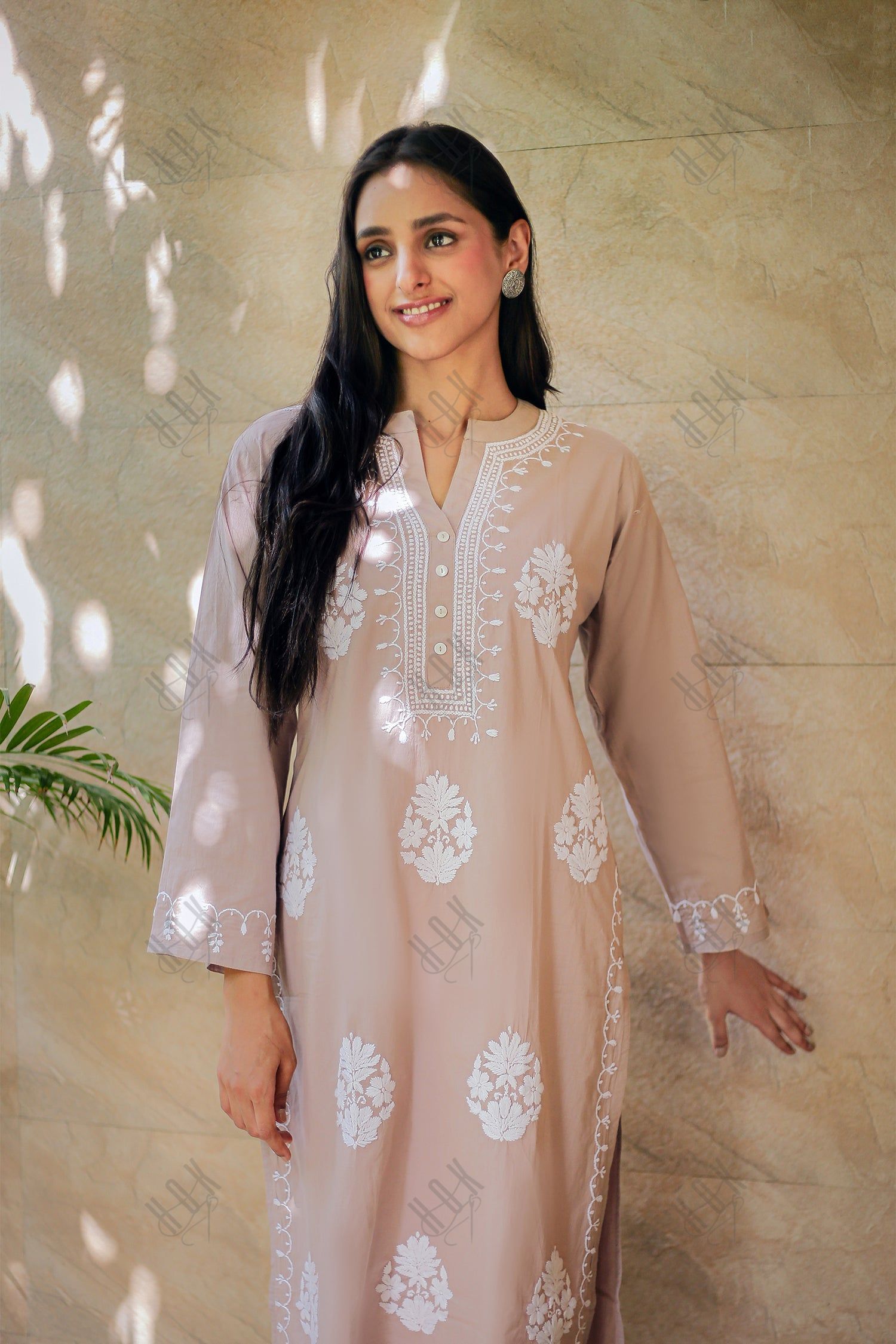 Saba Chikankari Kurta In Cotton - Lilac