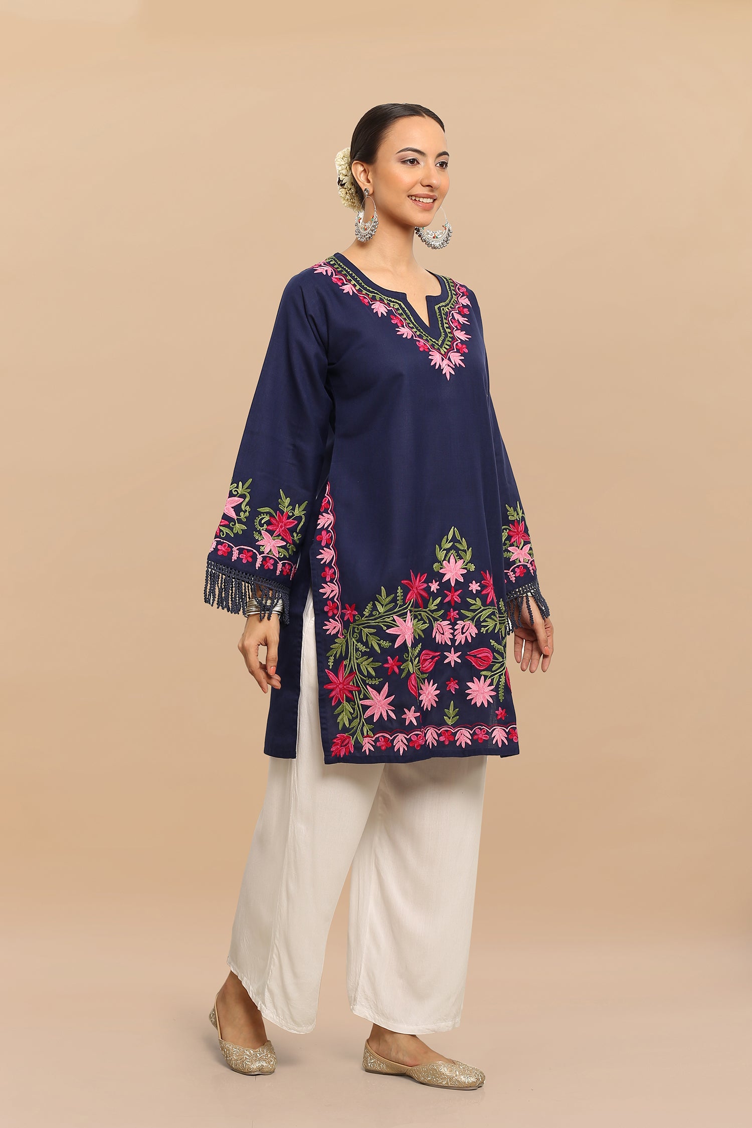 Falak Kashmiri Long Kurta - Blue