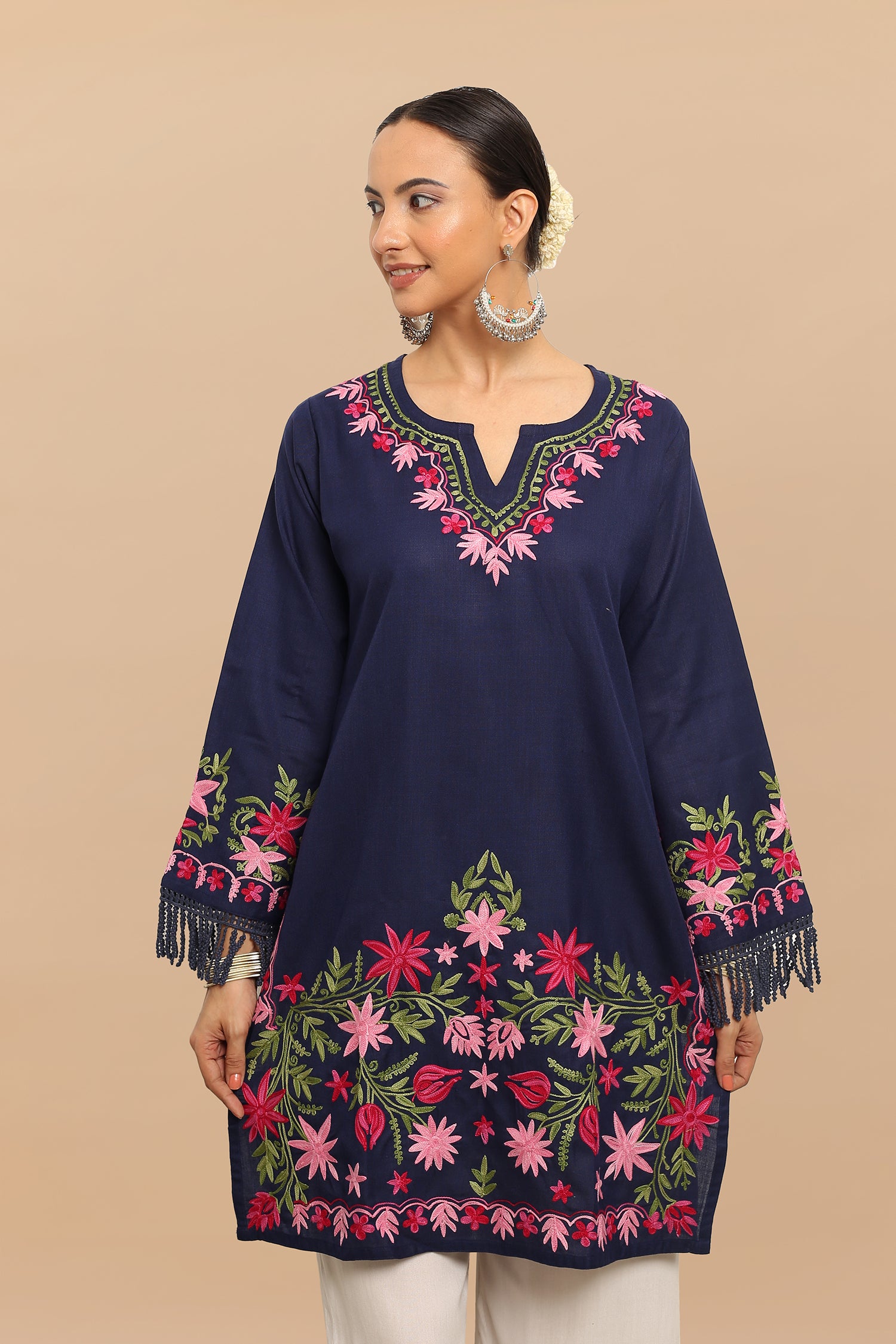 Falak Kashmiri Long Kurta - Blue