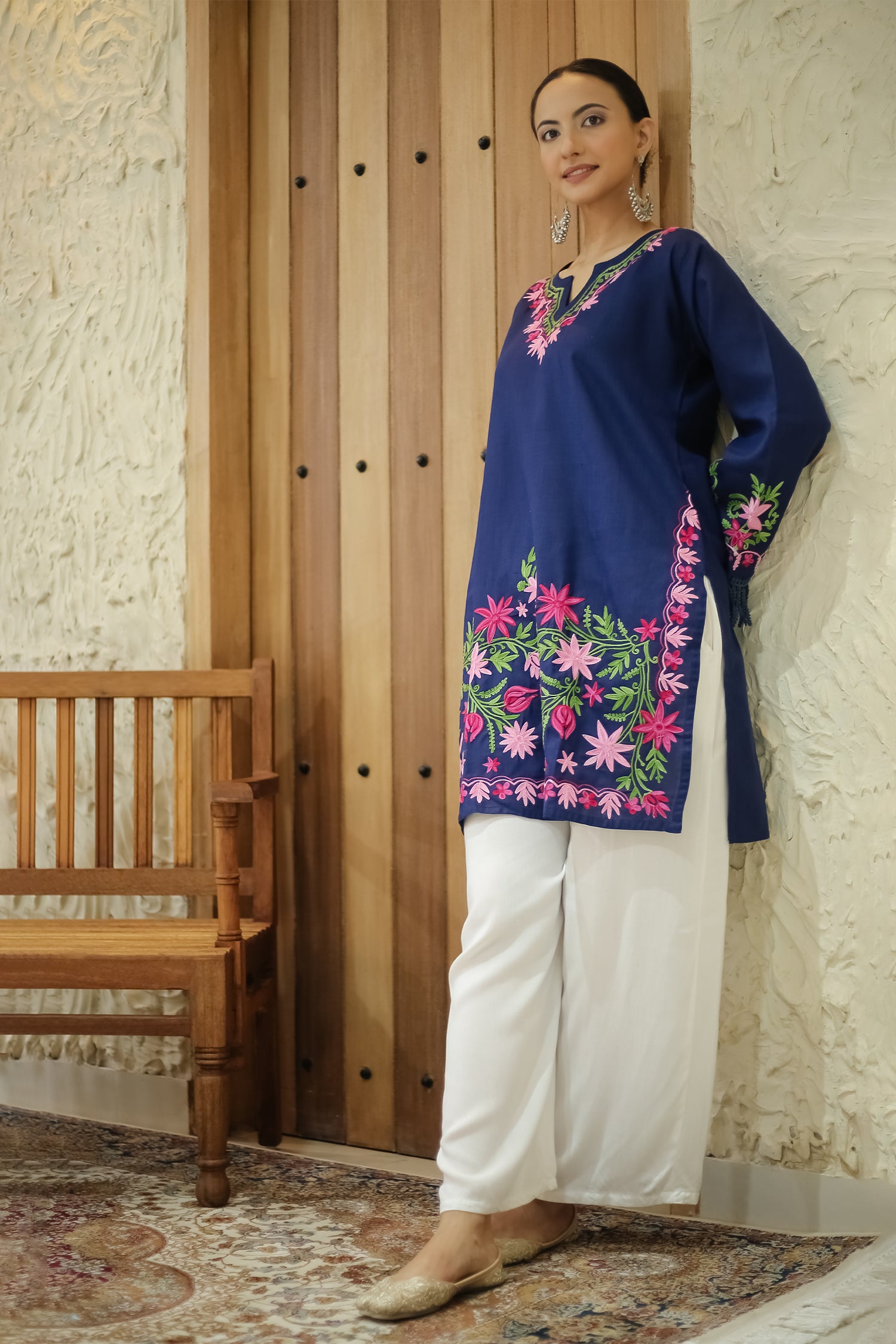 Falak Kashmiri Long Kurta - Blue