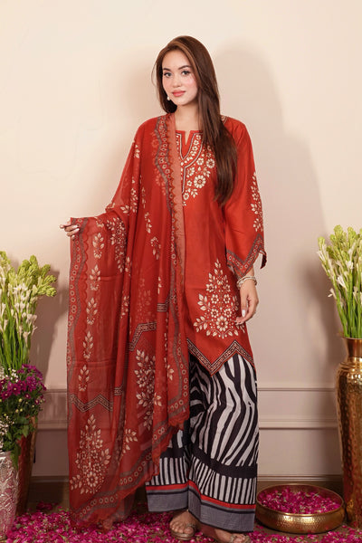 PrintKari Red Kurta Set: Puja ceremony