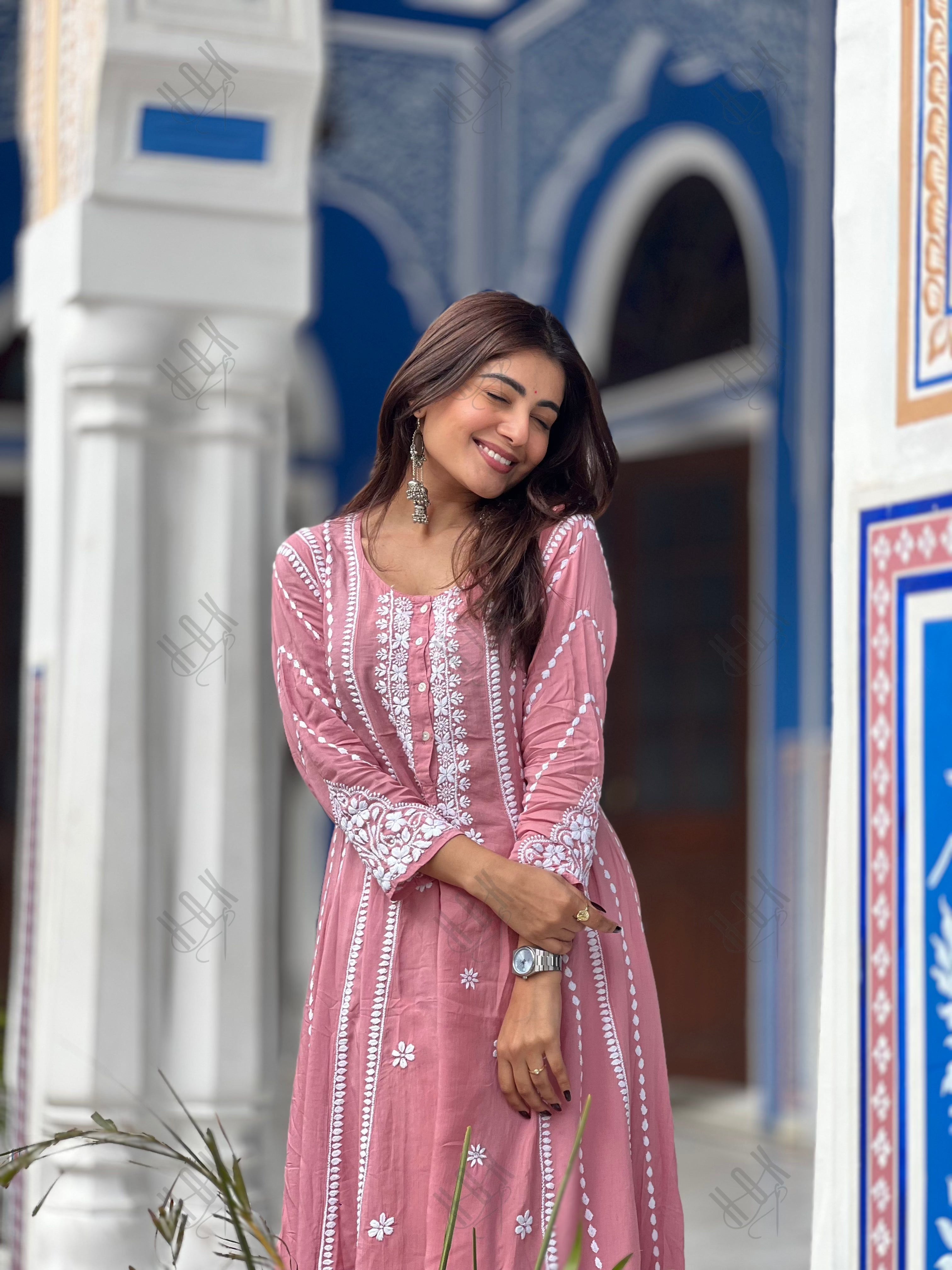 Shivani in Fizaa Pink Modal Chikankari Kurta