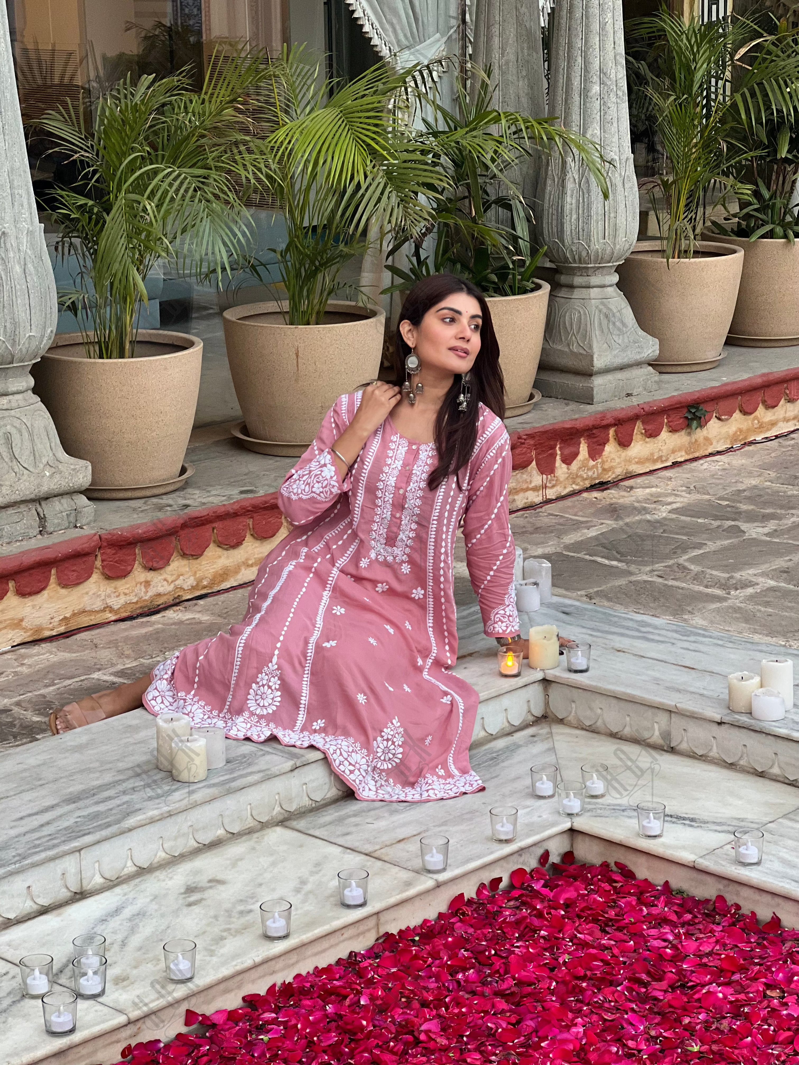 Shivani in Fizaa Pink Modal Chikankari Kurta