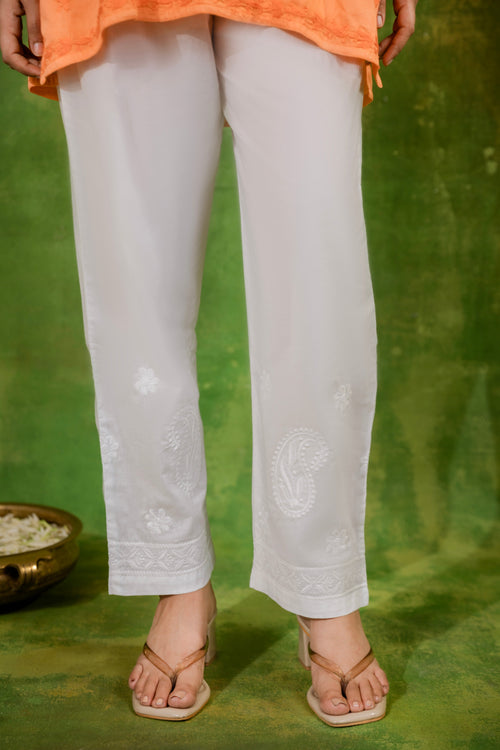 Linen Cotton White Trousers