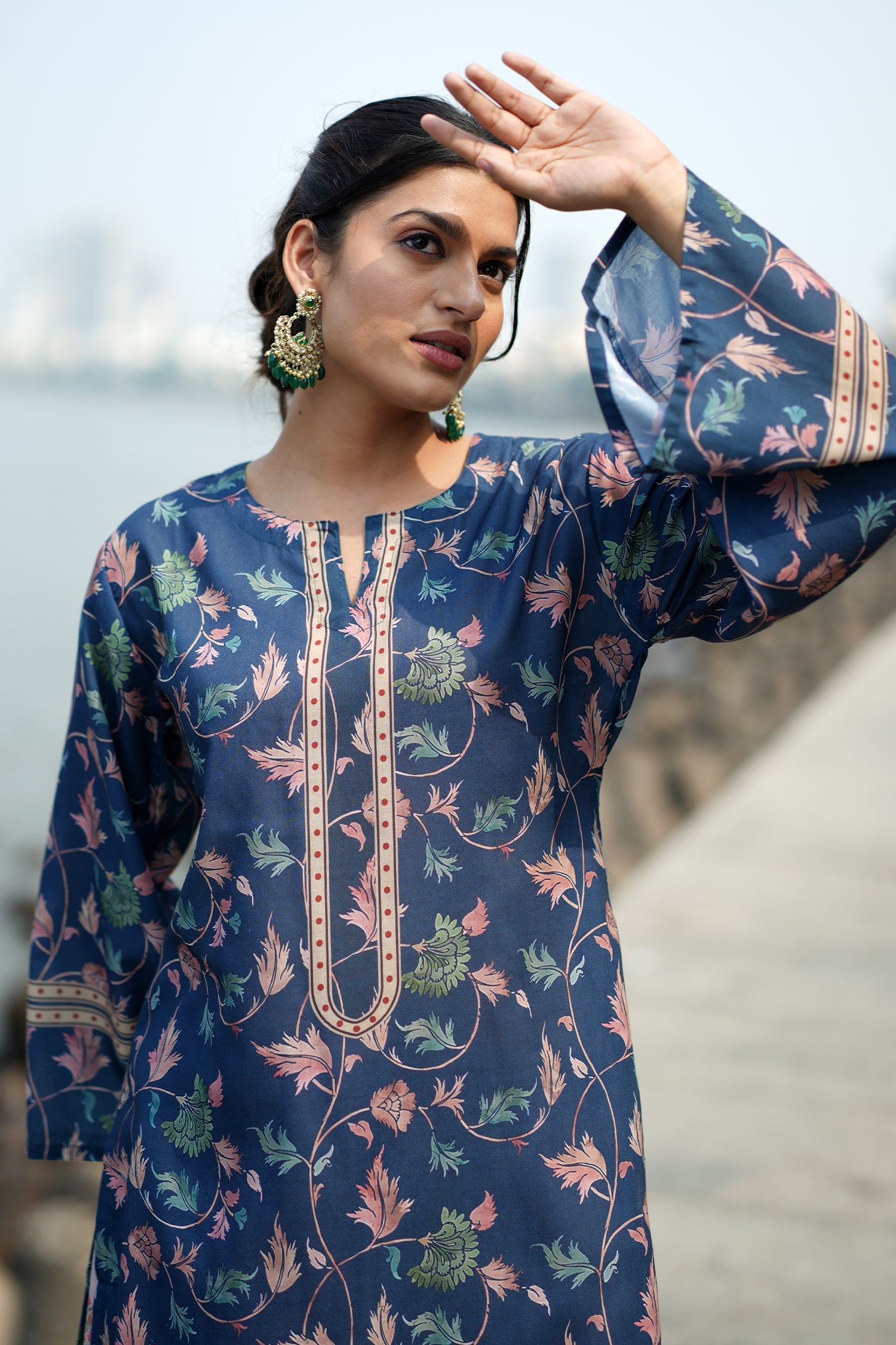 Printed Organza Dupatta - Teal