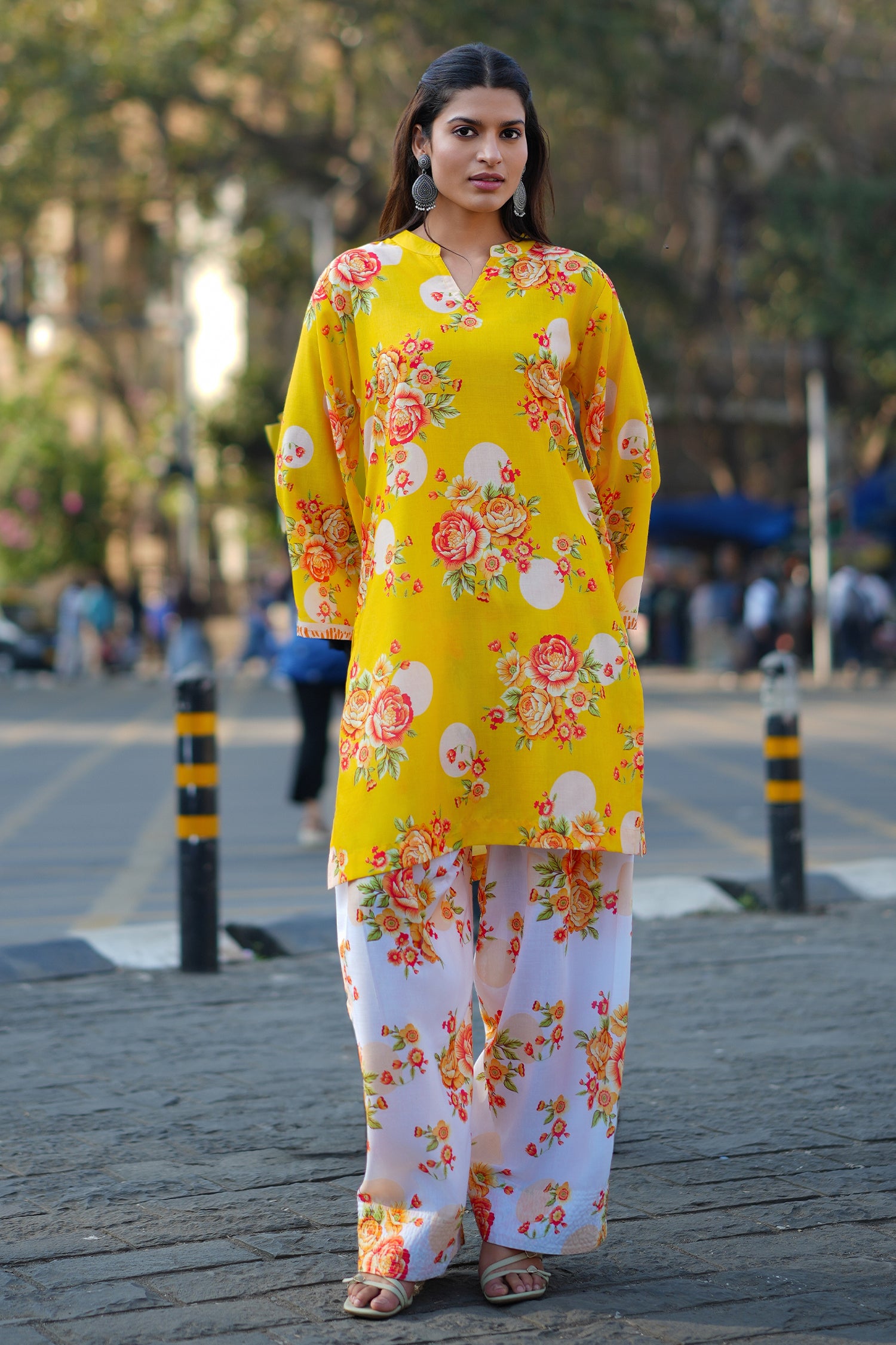 Yellow Floral Printed  Lawn Cotton Co-ord Set