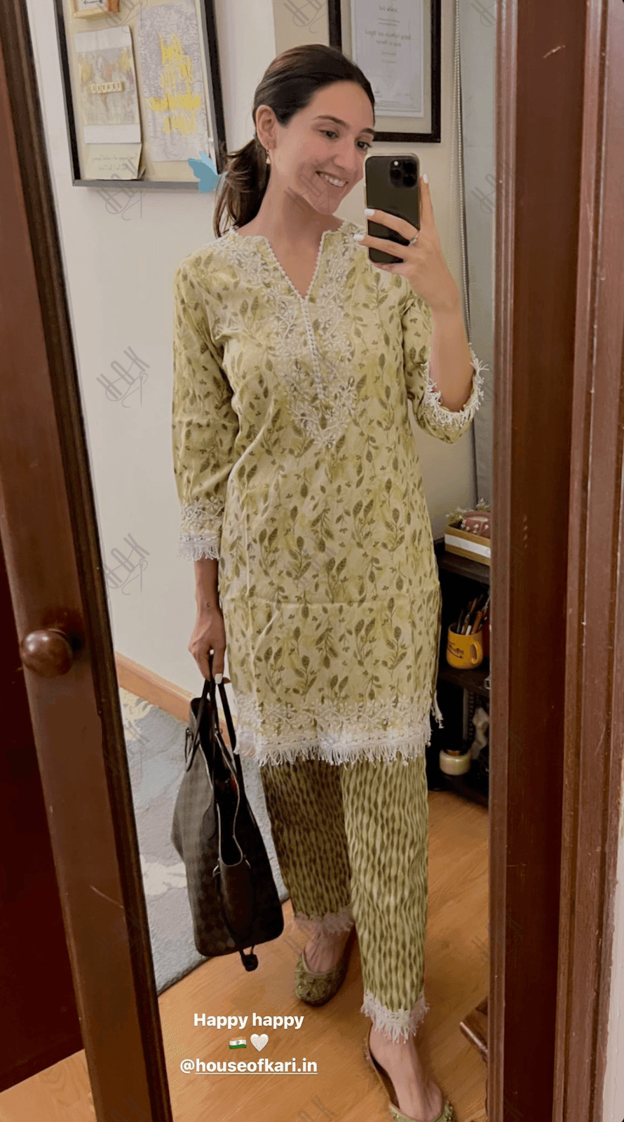 Sahiba bali in Samma Chikankari Co-ord set in Cotton for Women- Cream - House Of Kari (Chikankari Clothing)