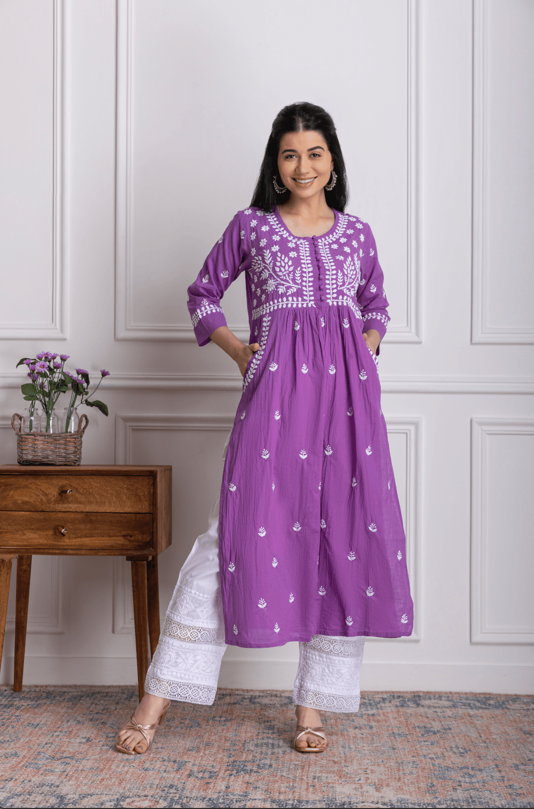 Chikan kurtis online hot sale