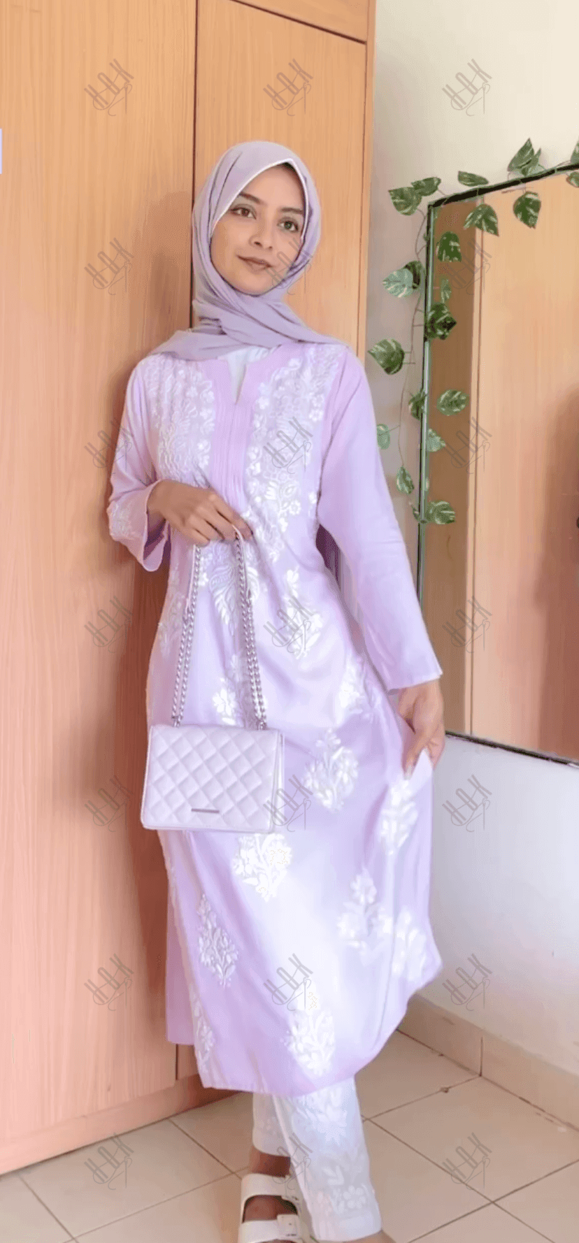 Batool in Fizaa Hand Embroidered Chikankari Kurta in Pink - House Of Kari (Chikankari Clothing)