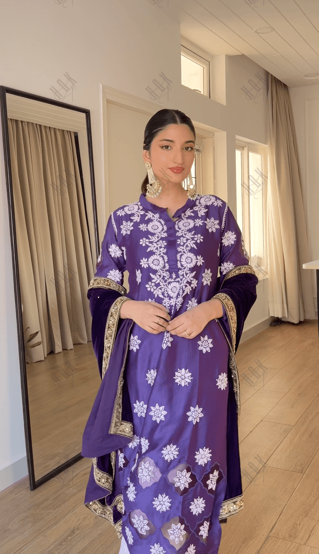 Farheen in Fizaa Purple Chikankari Chanderi Silk Kurta