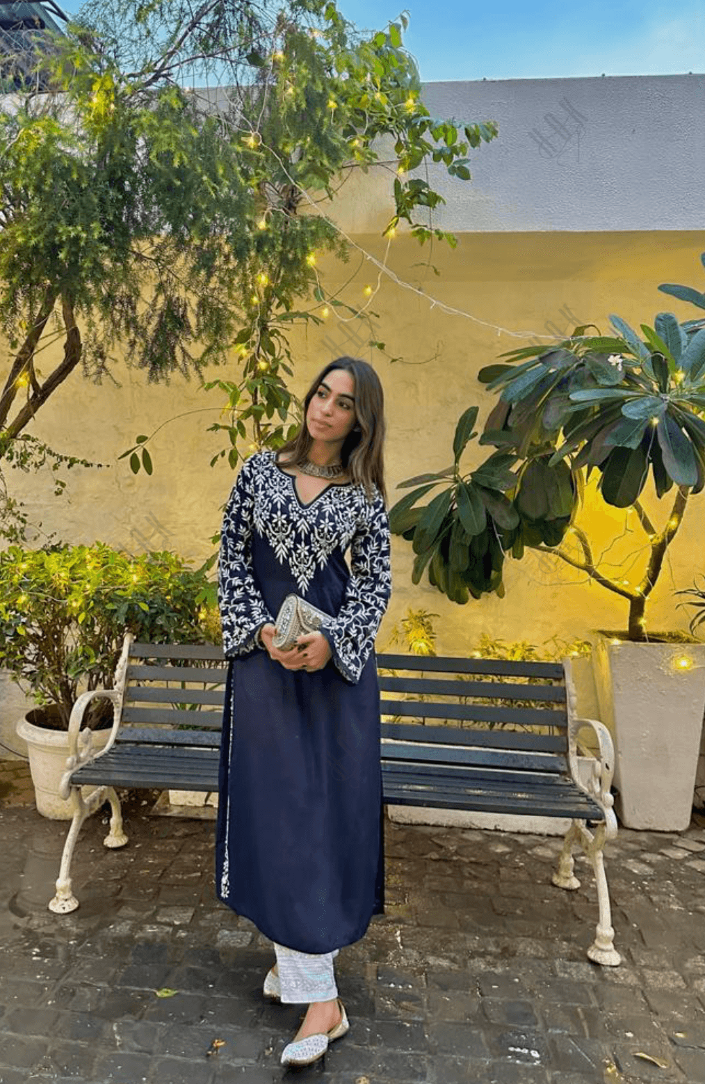 Charmie in Fizaa Chikankari Elegant Blue Modal Cotton Kurta