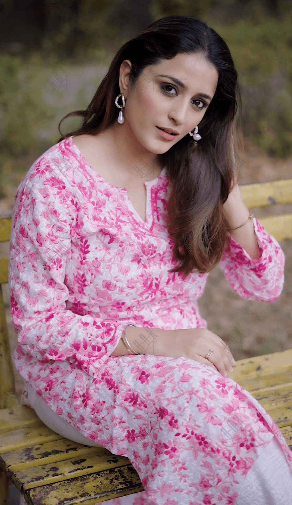 Simer in Saba Chikankari Kurta in Mul cotton in Pink Print