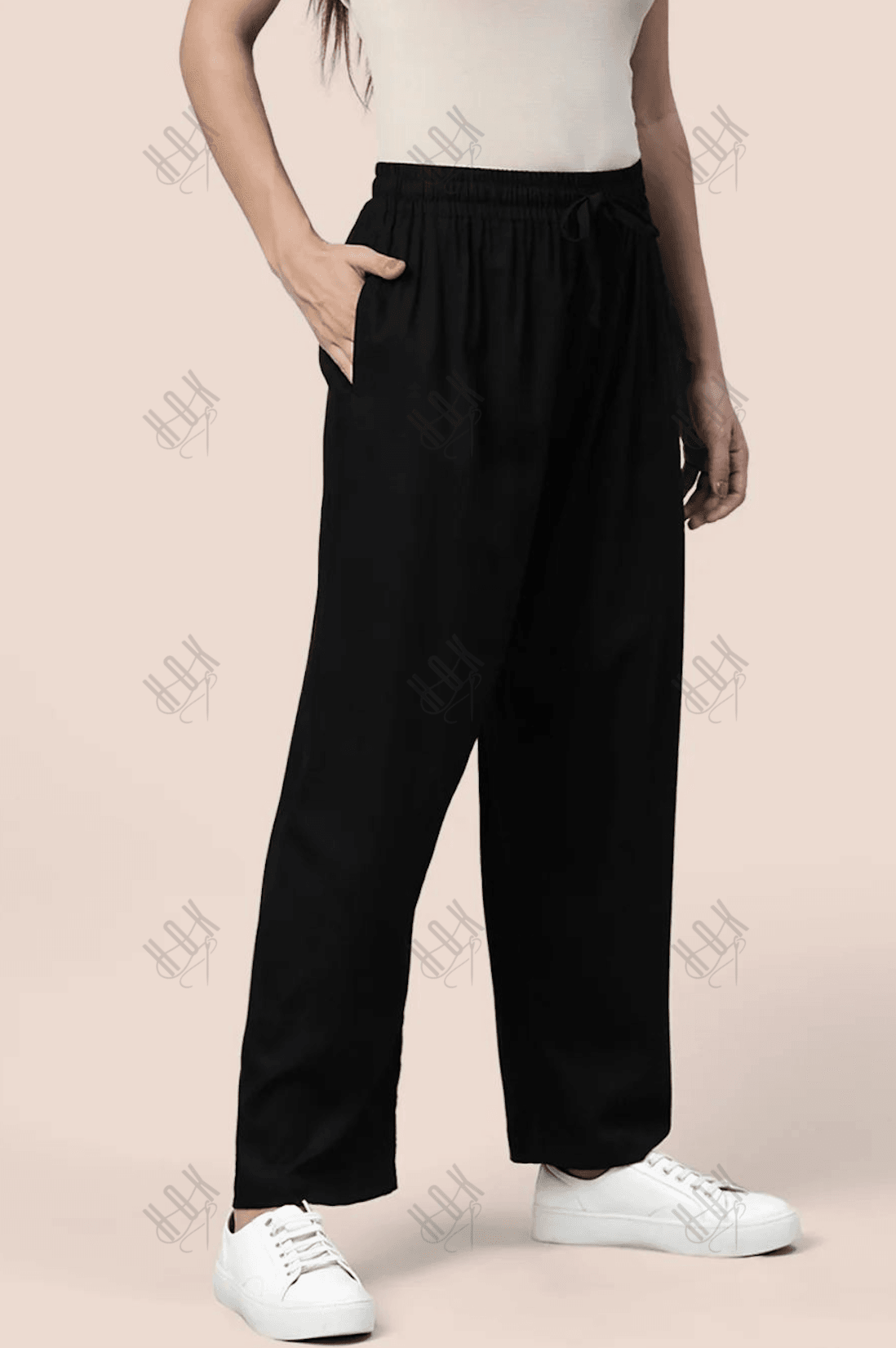 Saba Black Rayon Cotton Pants