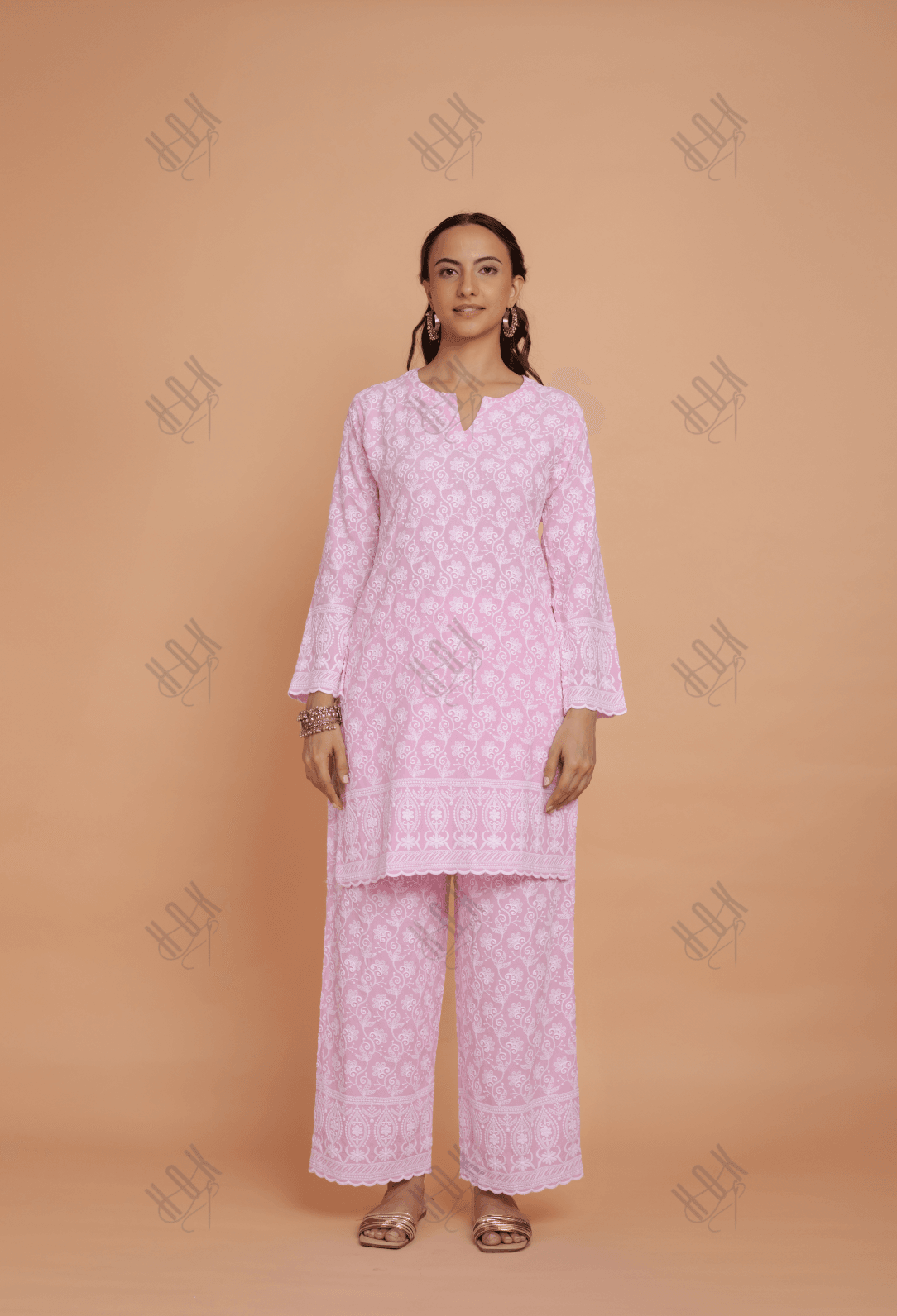 Saba Chikankari Kurta Set in Rayon - Pink