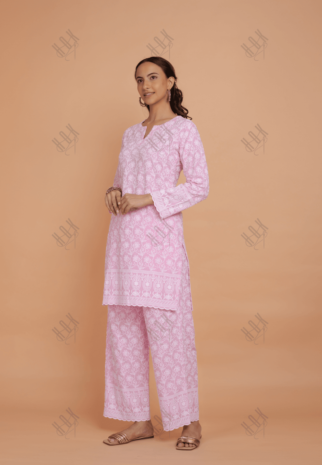 Saba Chikankari Kurta Set in Rayon - Pink