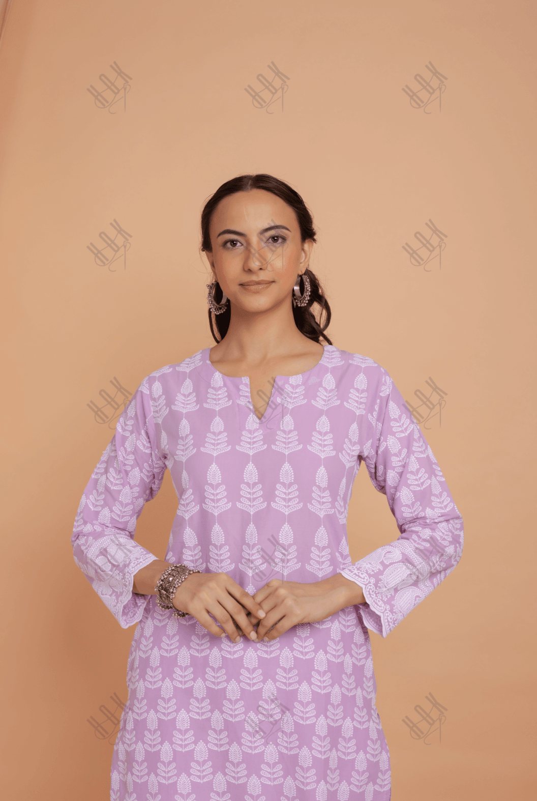 Saba Chikankari Kurta Set in Cotton - Lavender