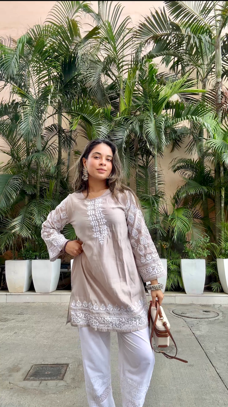 House Of Kari Chikankari Clothing Trendy Short Kurta Chikankari Short Kurta For Women