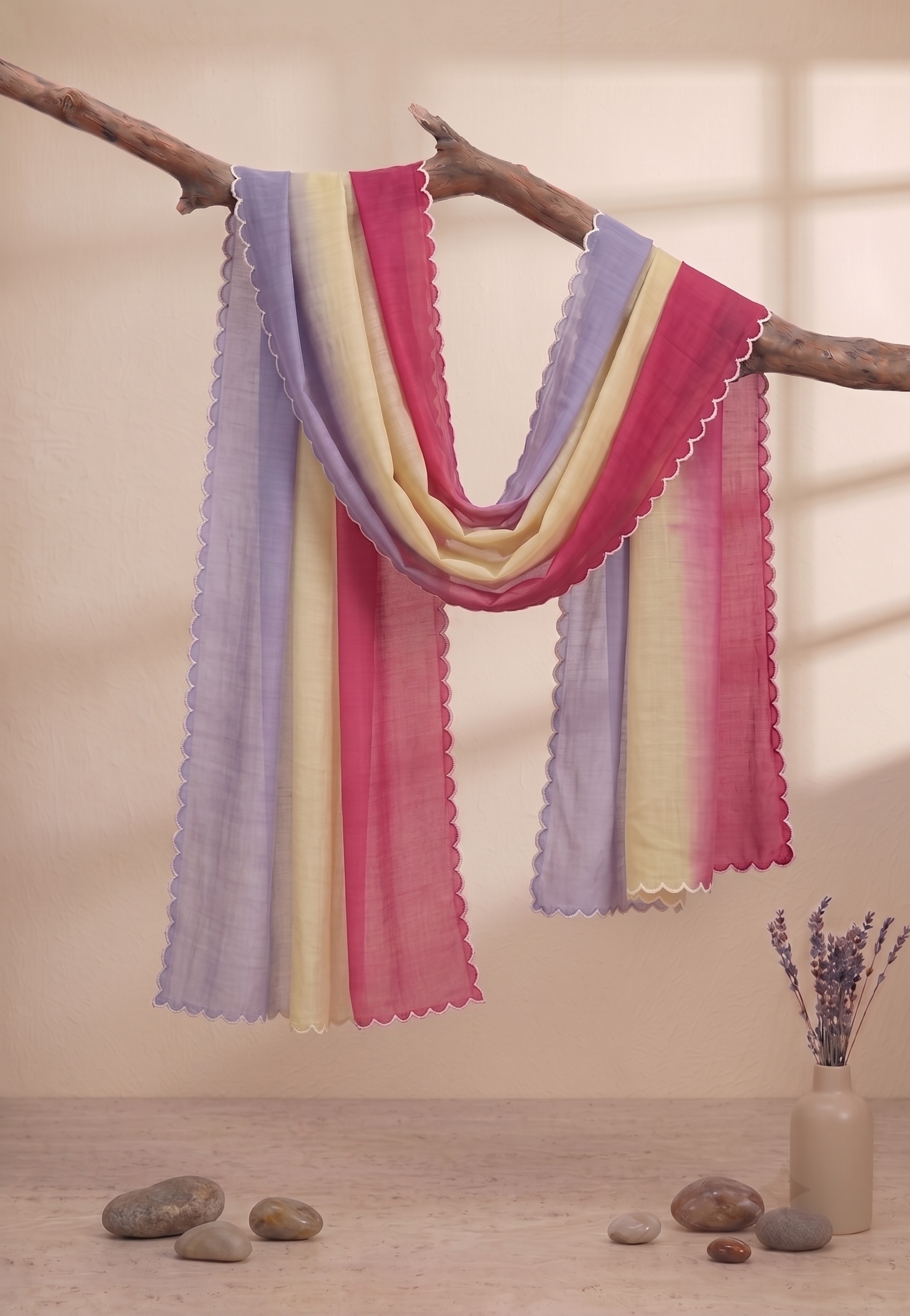 Printed Organza Dupatta in Butter Yellow