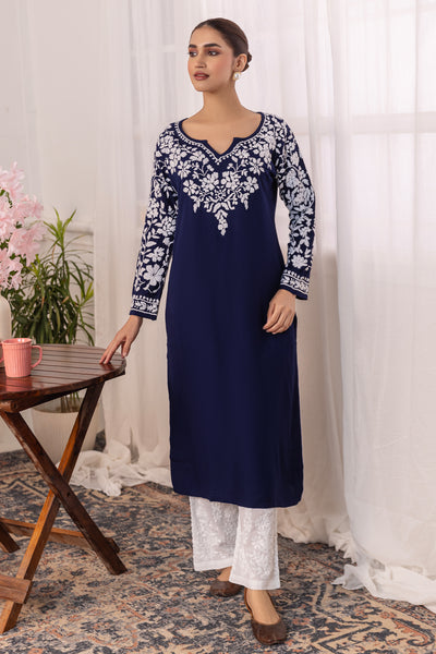 4) Navy Blue Long Kurta