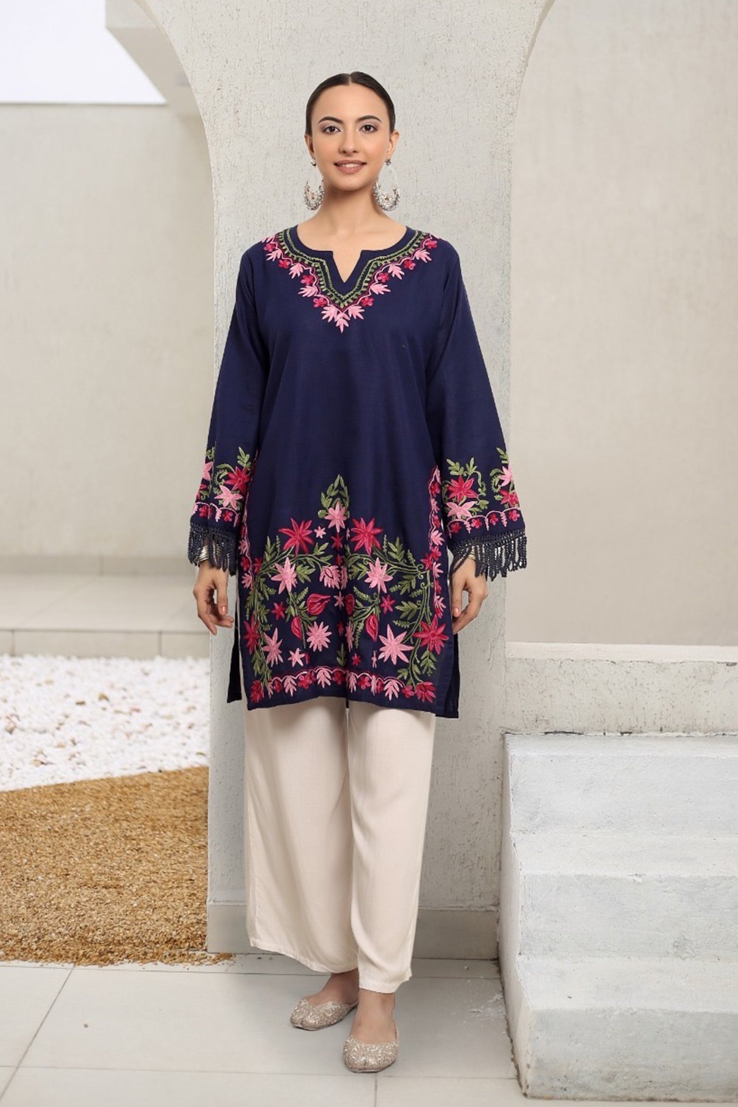 Falak Kashmiri Long Kurta - Blue