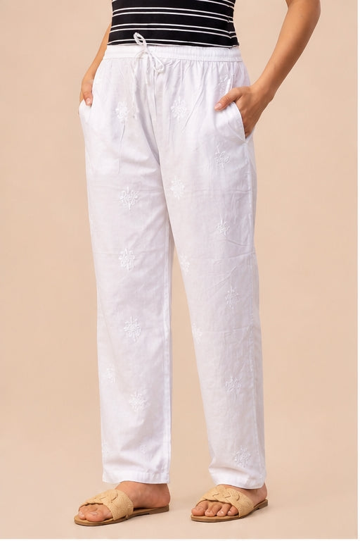 Cotton White All-Over Chikankari  Bottoms