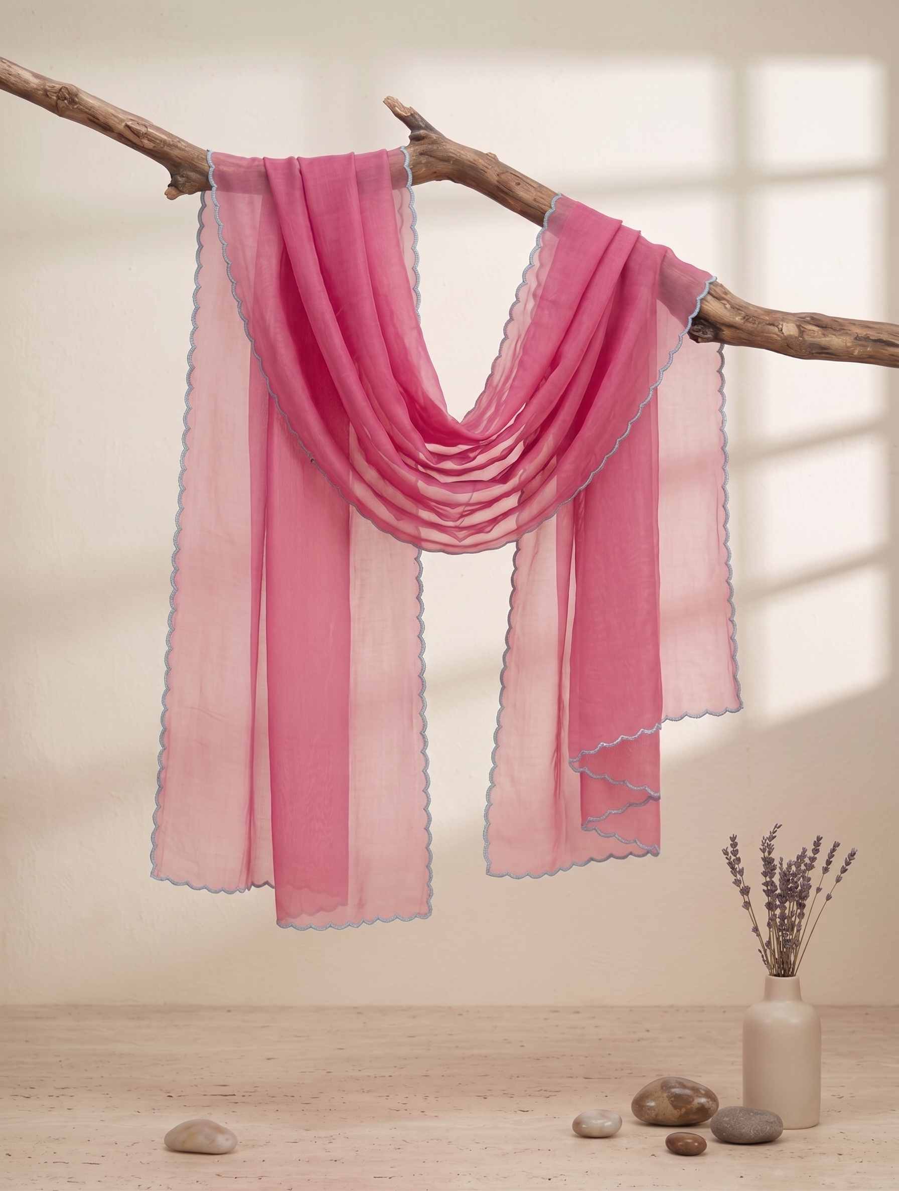Printed Organza Dupatta in Pink