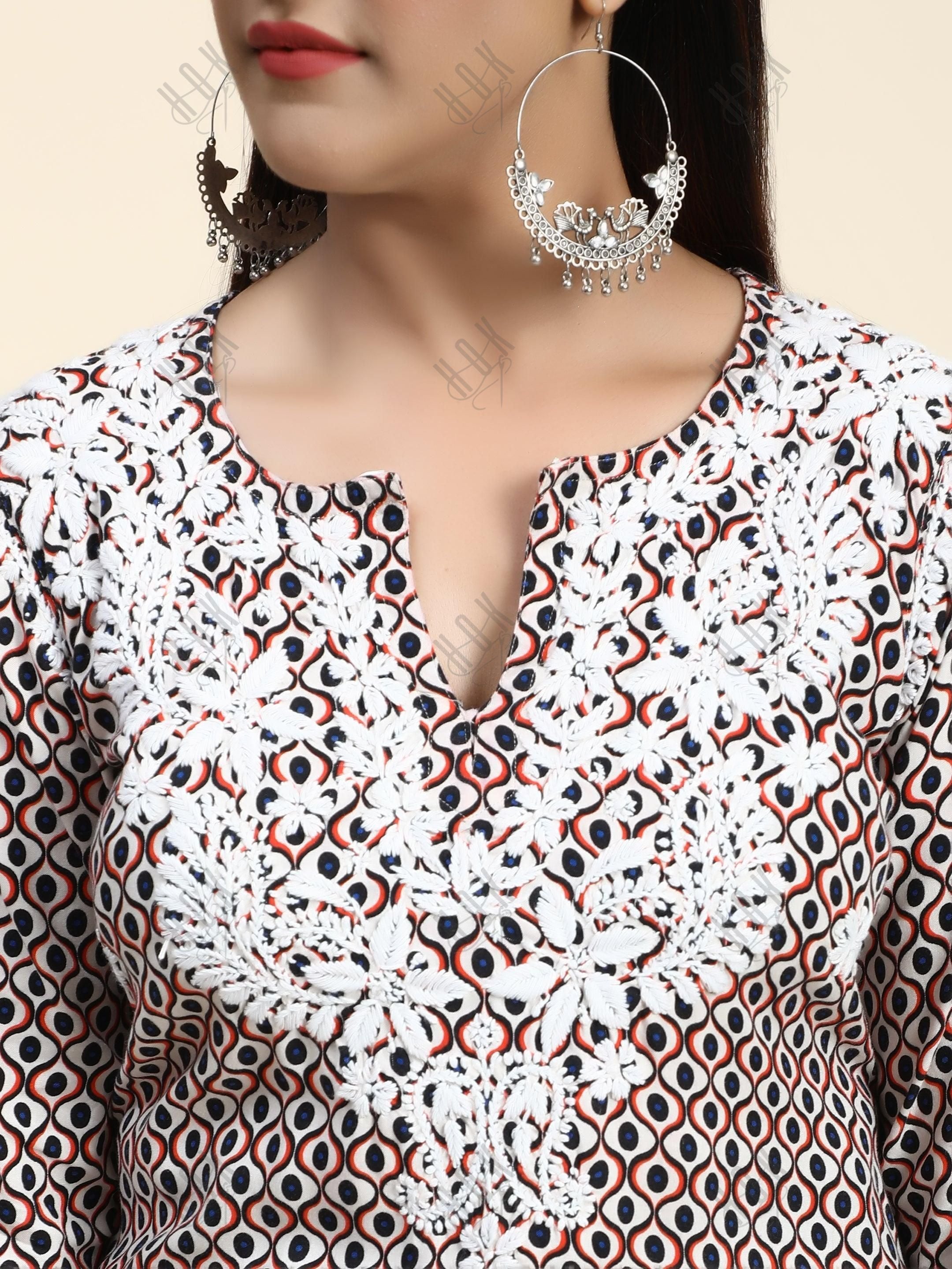 HOK Chikankari Fancy Long Kurti 3 - House Of Kari (Chikankari Clothing)