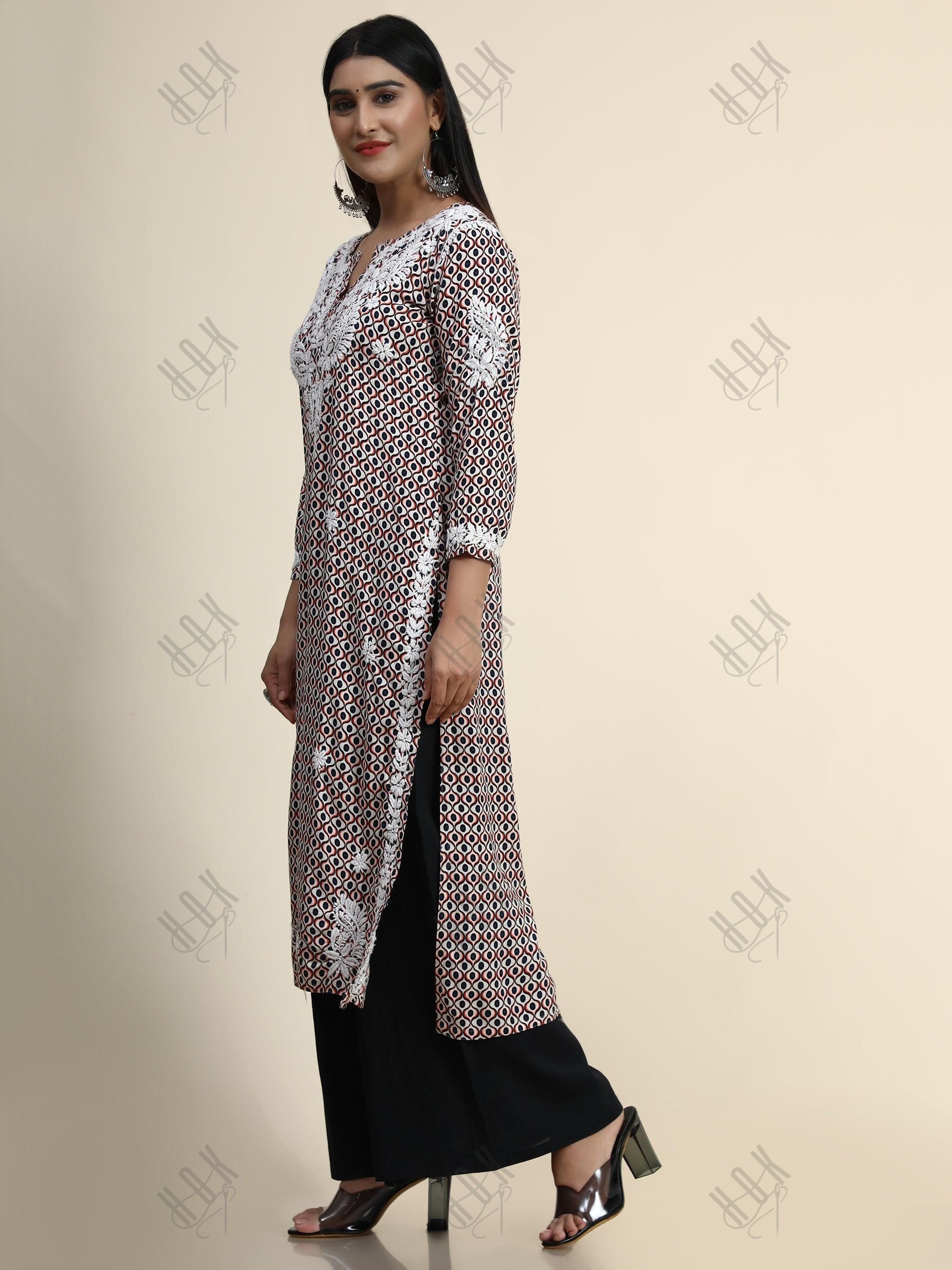 HOK Chikankari Fancy Long Kurti 3 - House Of Kari (Chikankari Clothing)