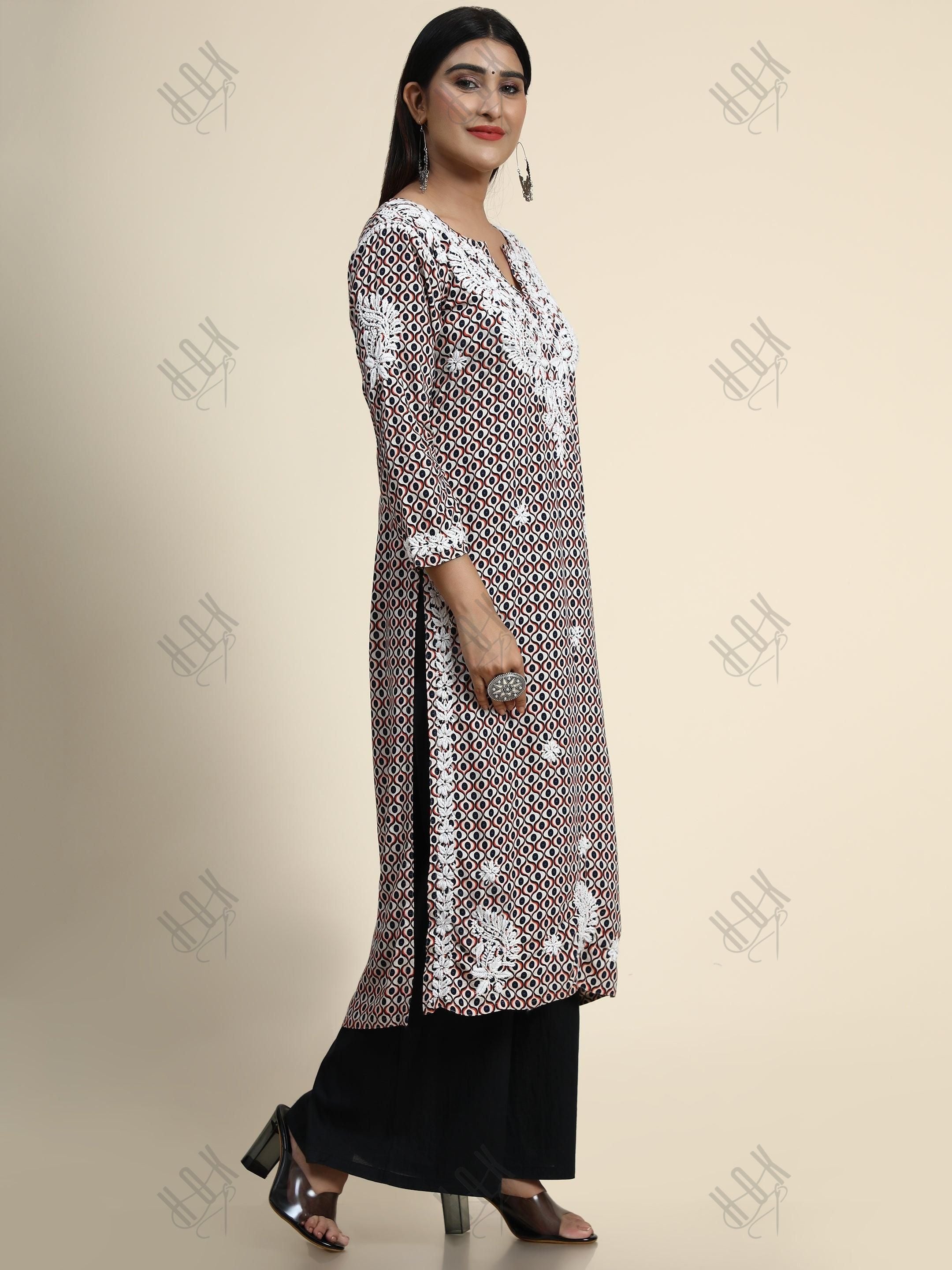 HOK Chikankari Fancy Long Kurti 3 - House Of Kari (Chikankari Clothing)