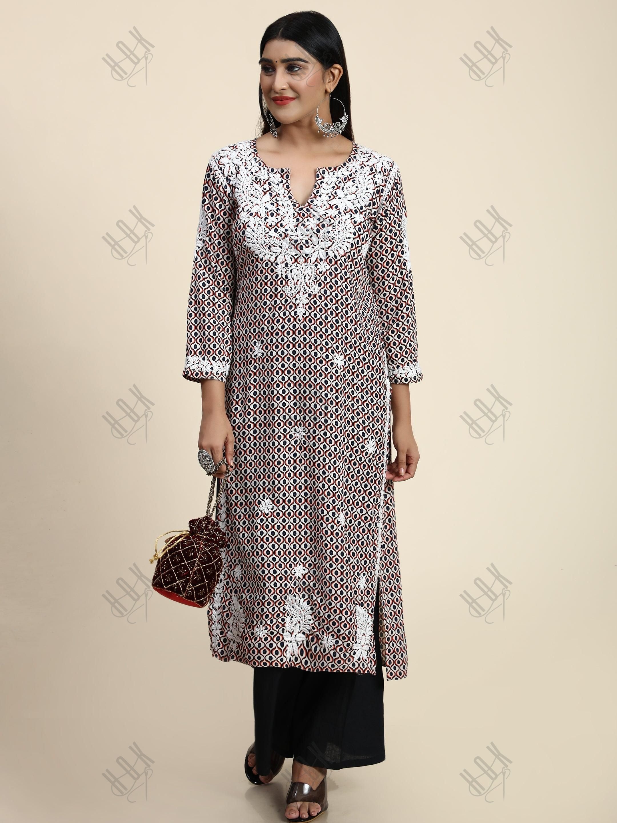 HOK Chikankari Fancy Long Kurti 3 - House Of Kari (Chikankari Clothing)