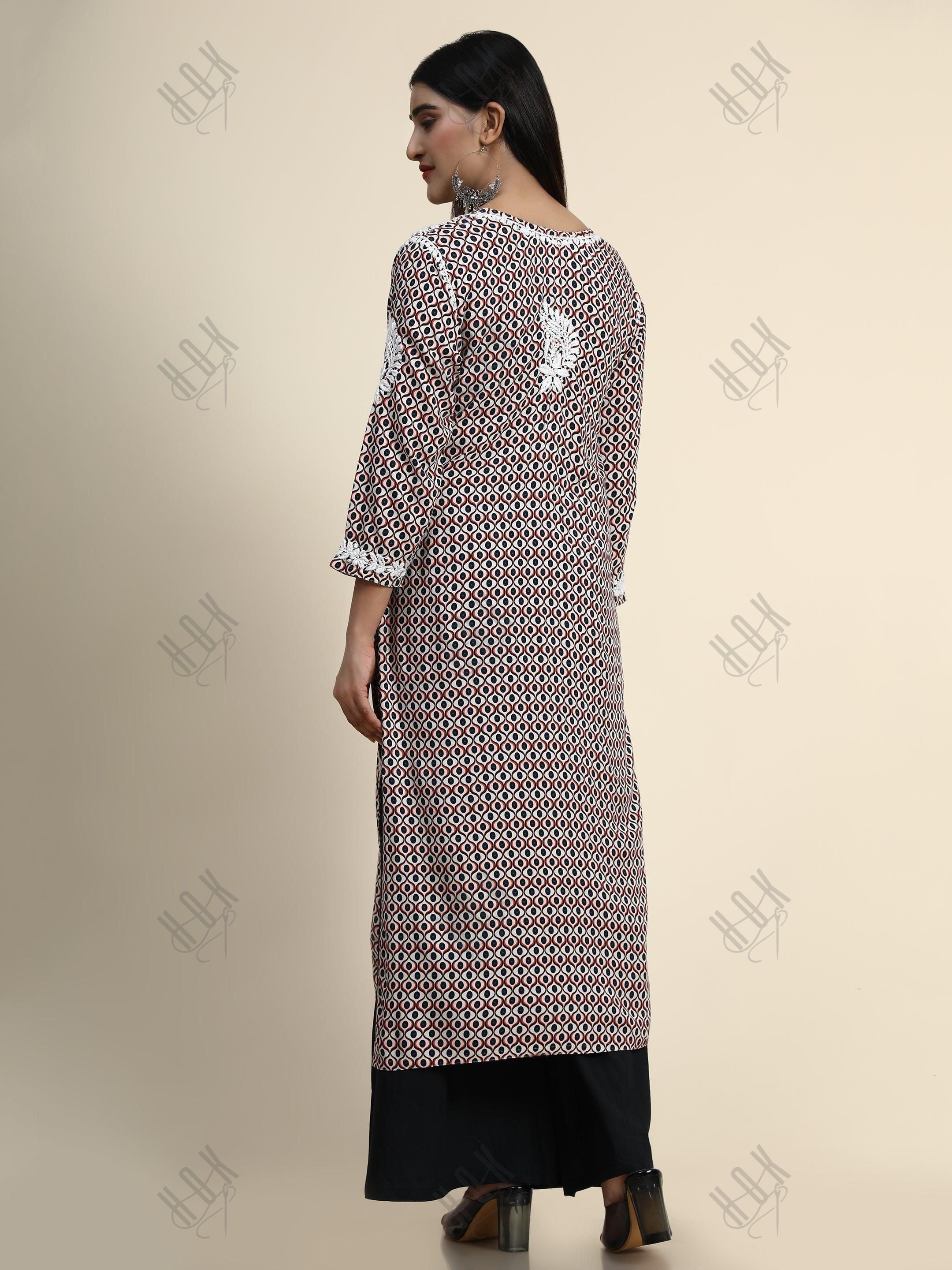 HOK Chikankari Fancy Long Kurti 3 - House Of Kari (Chikankari Clothing)