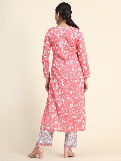 Load image into Gallery viewer, Shreya Sanghi in Hand Embroidery Chikankari CO-ORD set for Women In Pink - House Of Kari (Chikankari Clothing)
