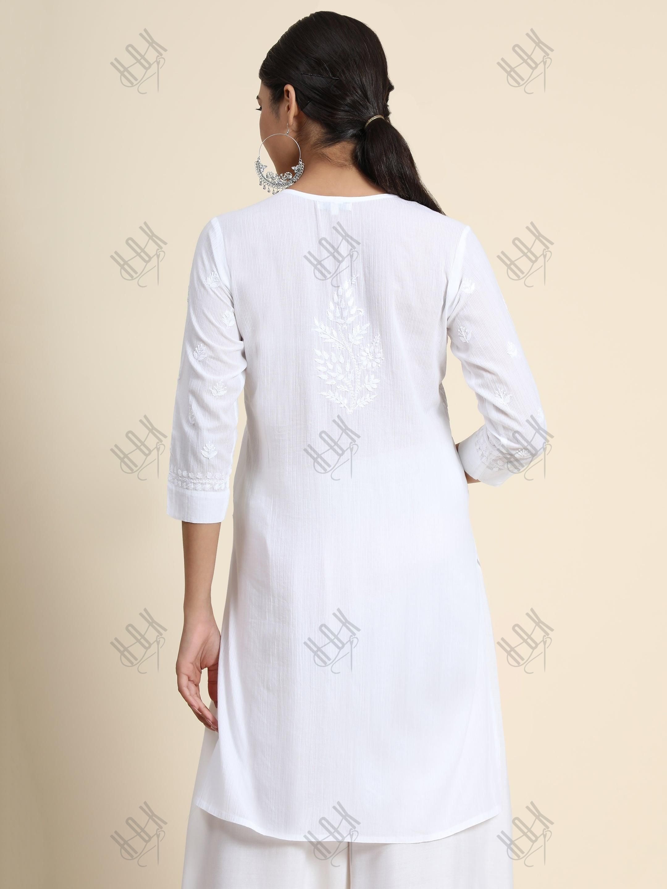 Hand Embroidery Chikankari Tunic for Women - House Of Kari (Chikankari Clothing)