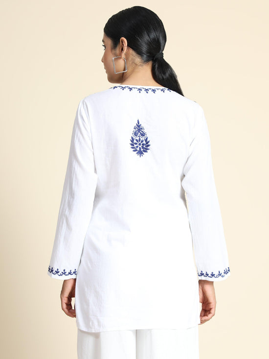 Load image into Gallery viewer, Premium Hand Embroidery Chinakari Printed Short Cotton Tunics - House Of Kari (Chikankari Clothing)
