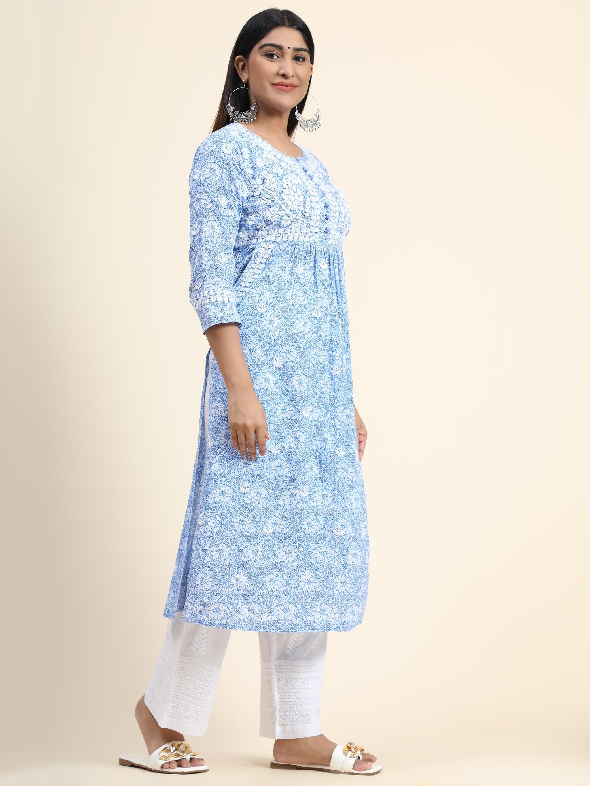 Lily White Chikankari Long Kurta