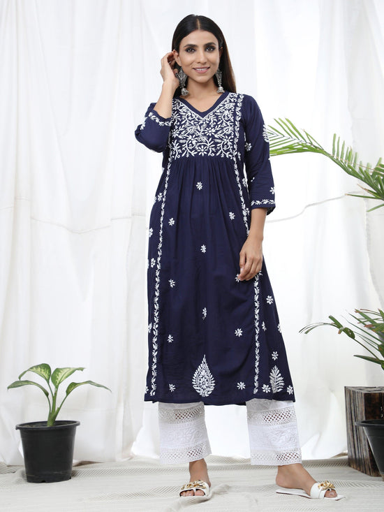 Designer Cotton Embroidered Koti Style Anarkali Gown | Cotton gowns, Gowns,  Gown with jacket