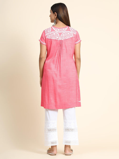 Buy MUKHAKSH (Pack of 1 Set = 1 Kurti + 1 Churidar) Women Ladies Girls  American Crepe Kurtis + Cotton Lycra Pink Churidar Legging with String  (Medium) Online at Best Prices in India - JioMart.