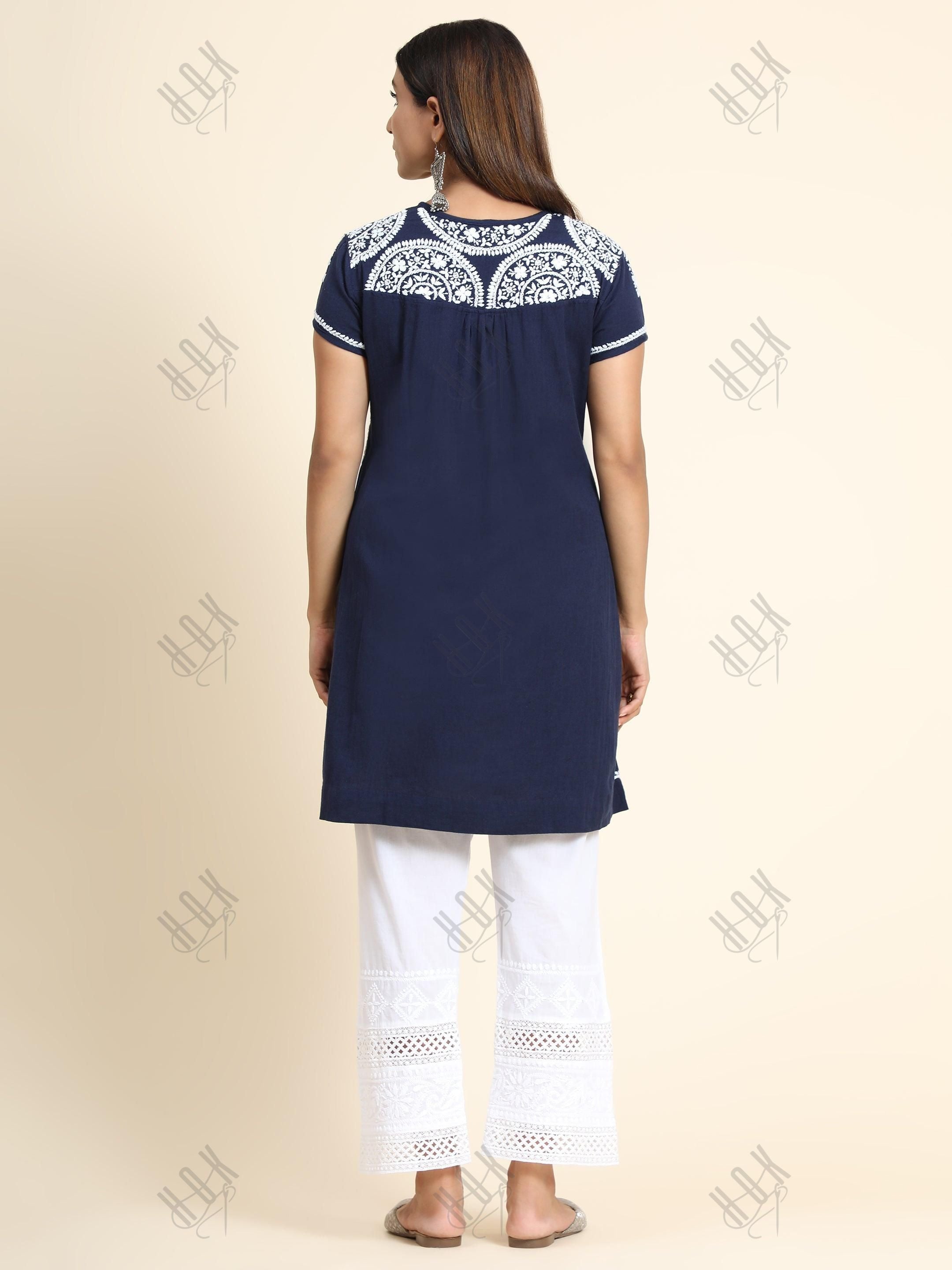 Hand Embroidery Chikankari Tunic for Women - House Of Kari (Chikankari Clothing)