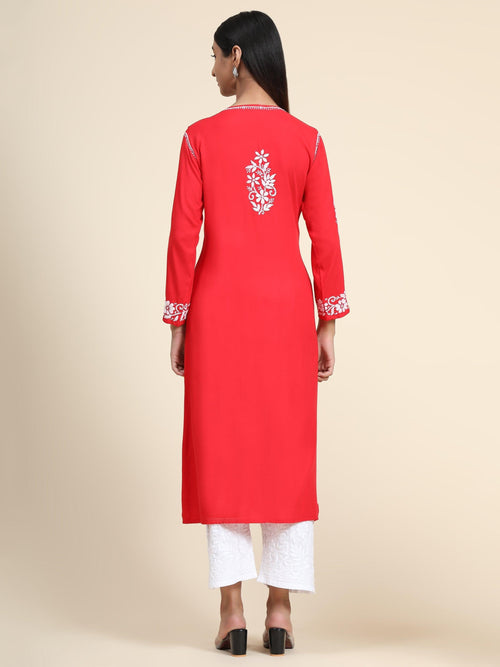 Buy Women's Maroon & White Khadi Cotton Kurta & Chikankari Palazzo Pant Set  - Cheera online at Trendia