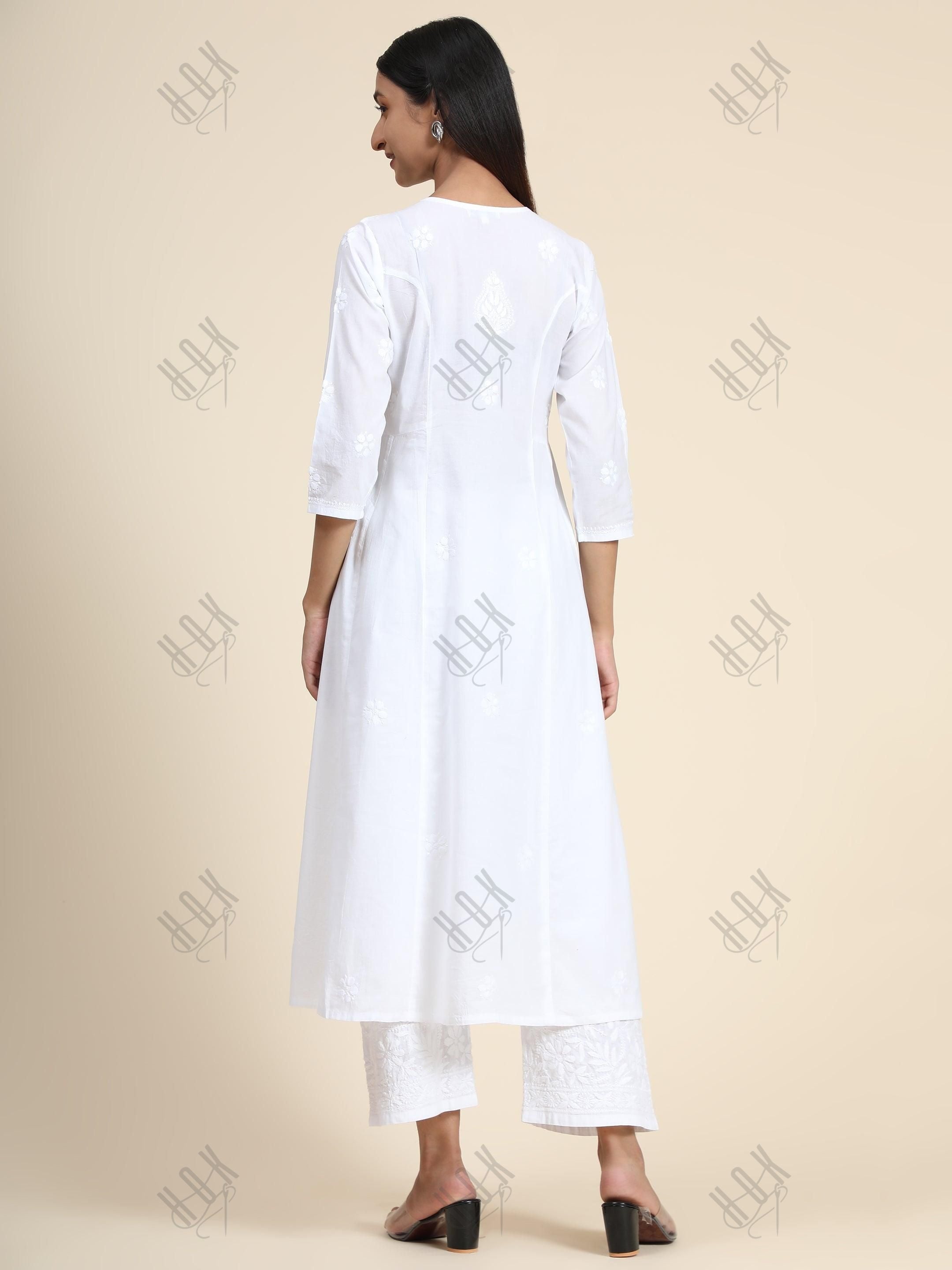 Pragnya in HOK Chikankari Stylish Kurti White - House Of Kari (Chikankari Clothing)