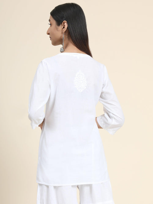 Gurleen Gambhir - Hand embroidery Chikankari tunic-White - House Of Kari (Chikankari Clothing)